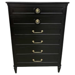 Vintage Henredon Italian Style Black High Chest