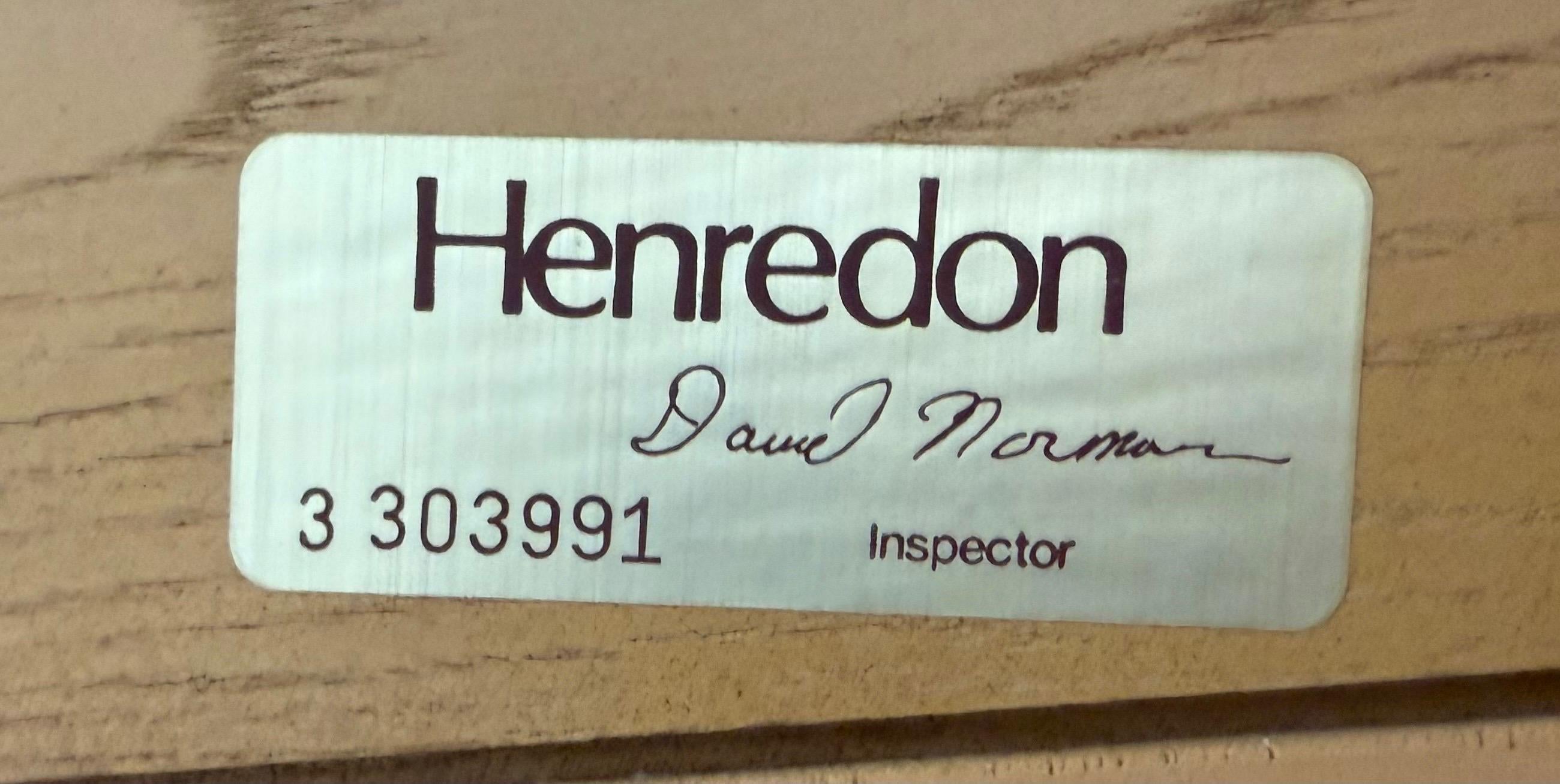 20th Century Vintage Henredon Leather King Size Headboard For Sale