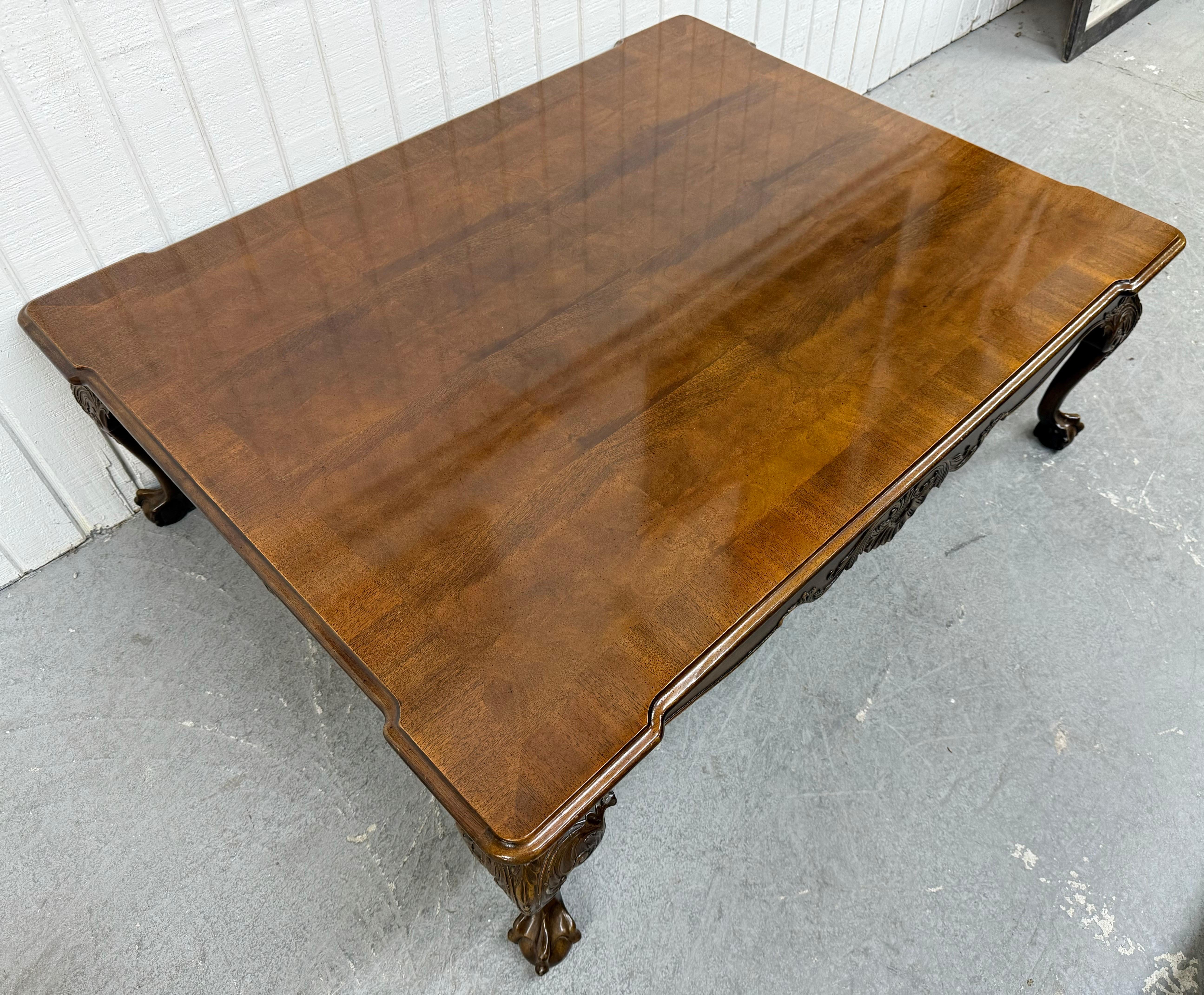 This listing is for a Vintage Henredon Mahogany Ball & Claw Coffee Table. Featuring a large rectangular design, carved legs, claw foot, and a beautiful mahogany finish. This is an exceptional combination of quality and design by Henredon!