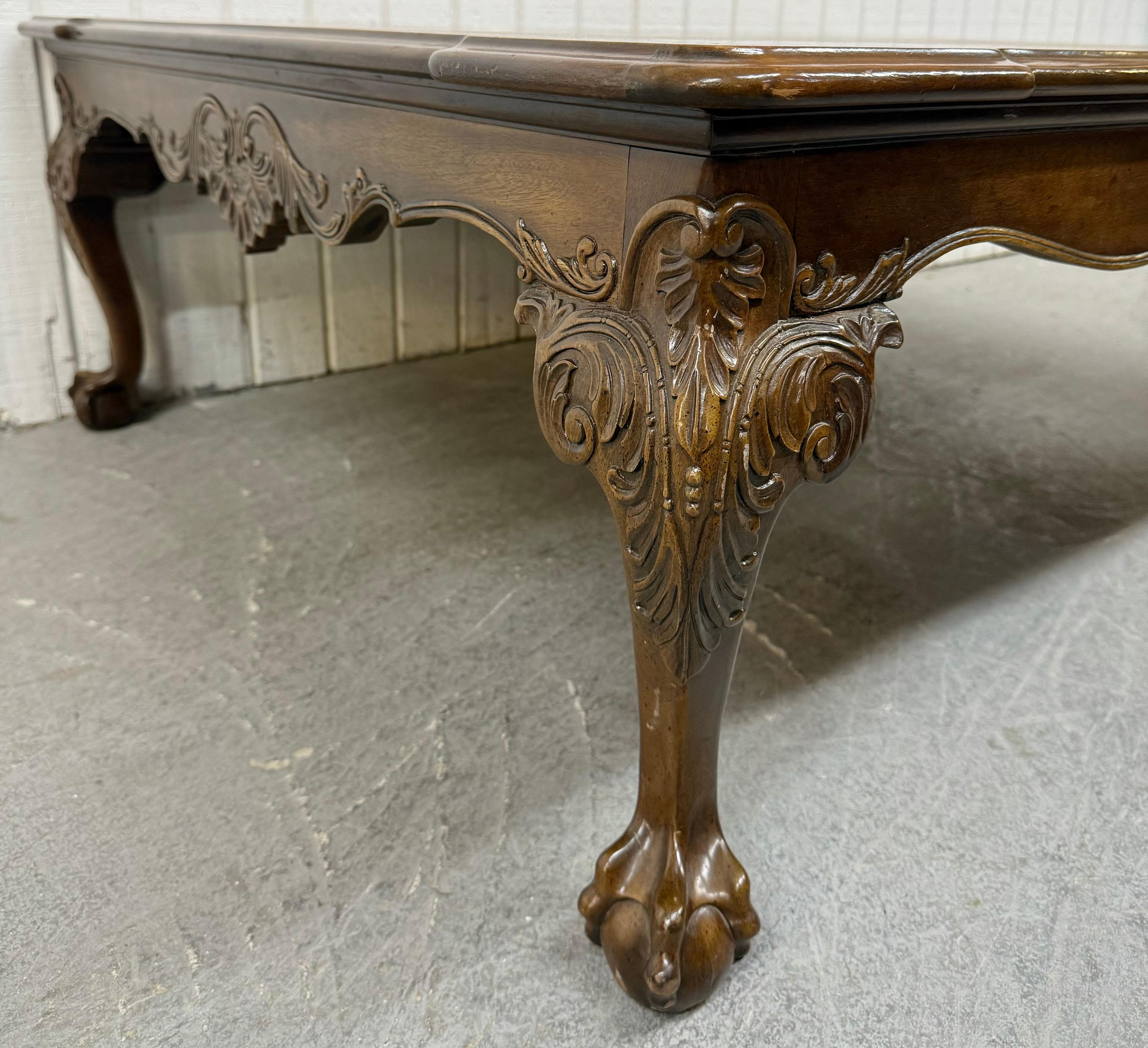 American Vintage Henredon Mahogany Ball & Claw Coffee Table