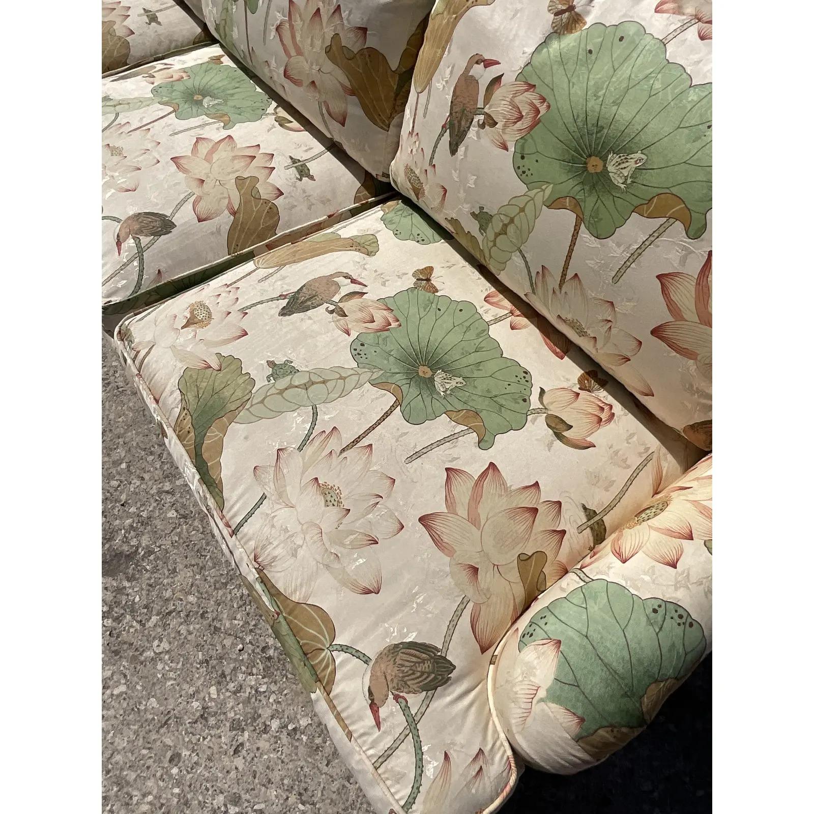 Vintage Henredon Printed Lily Sofa In Good Condition In west palm beach, FL
