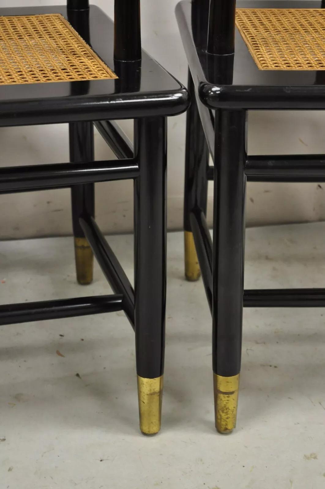 Vintage Henredon Scene 3 Oriental Black Lacquer Asian Horseshoe Chair - a Pair For Sale 4