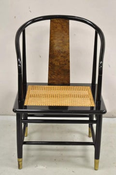 Vintage Henredon Scene 3 Oriental Black Lacquer Asian Horseshoe Chair - Single