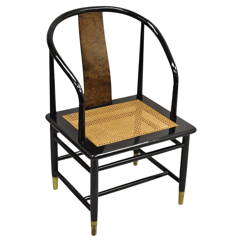 Vintage Henredon Scene 3 Oriental Black Lacquer Asian Horseshoe Chair - Single