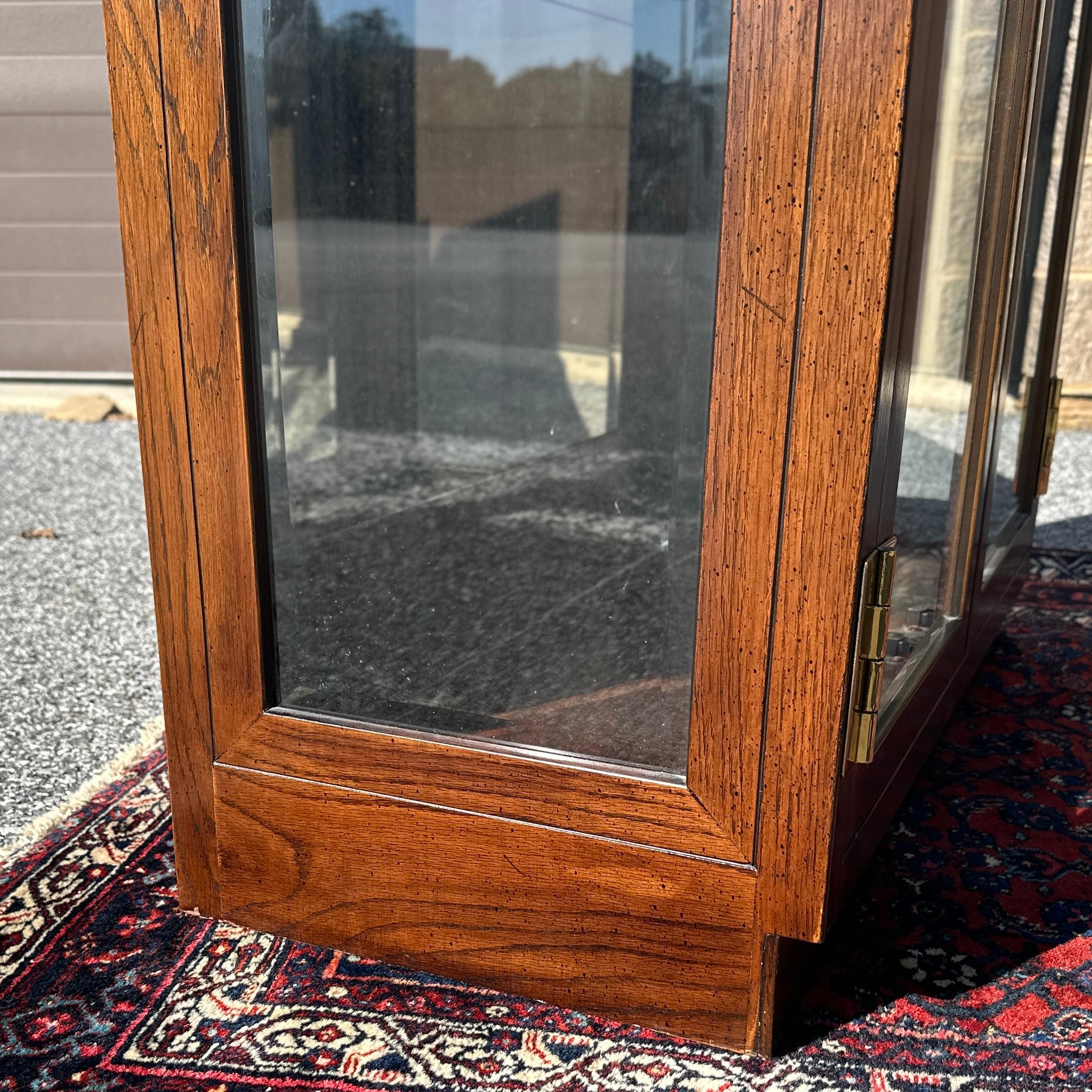 Vintage Henredon Scene One Campaign Style Lighted Curio Display Cabinet Bookcase 4