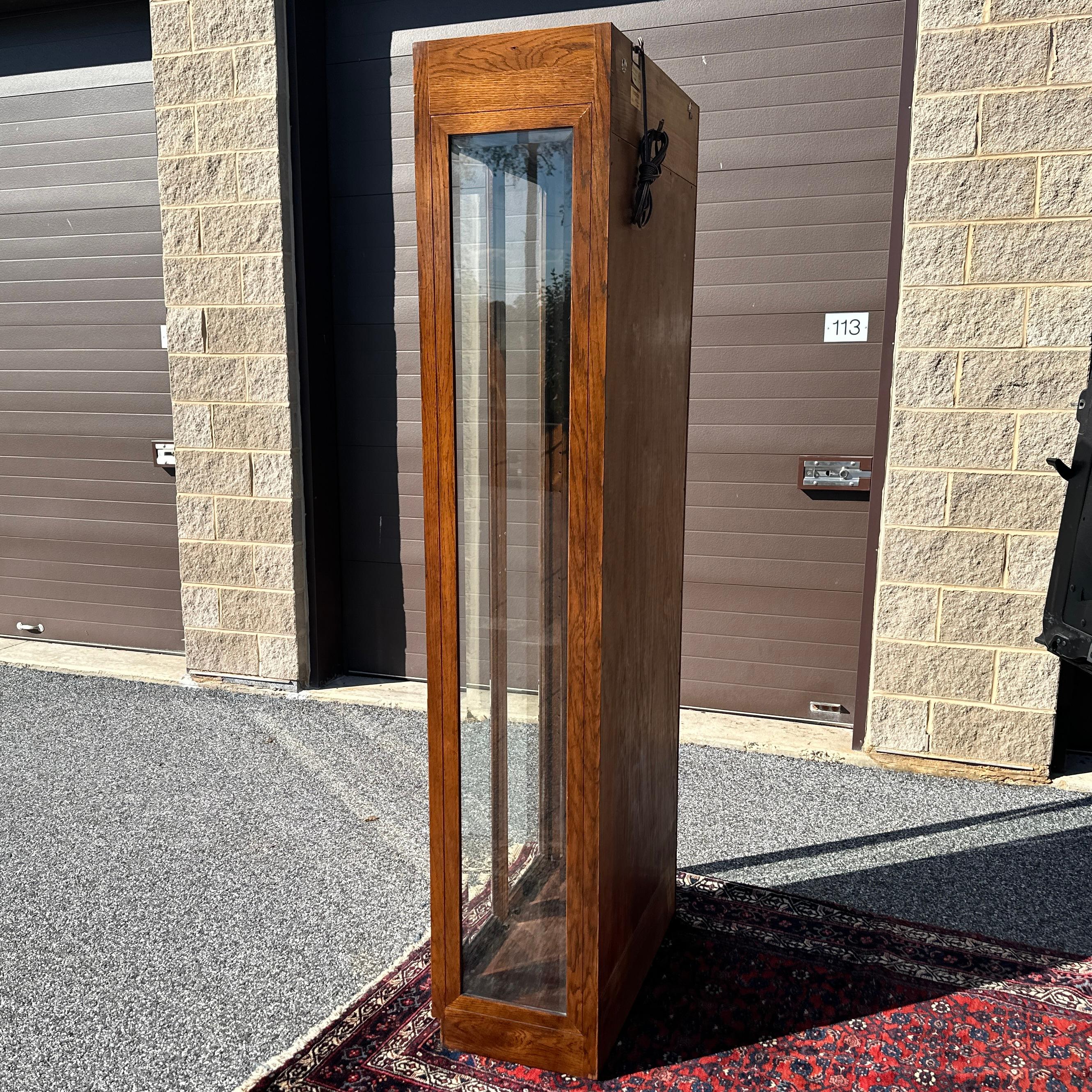 20th Century Vintage Henredon Scene One Campaign Style Lighted Curio Display Cabinet Bookcase