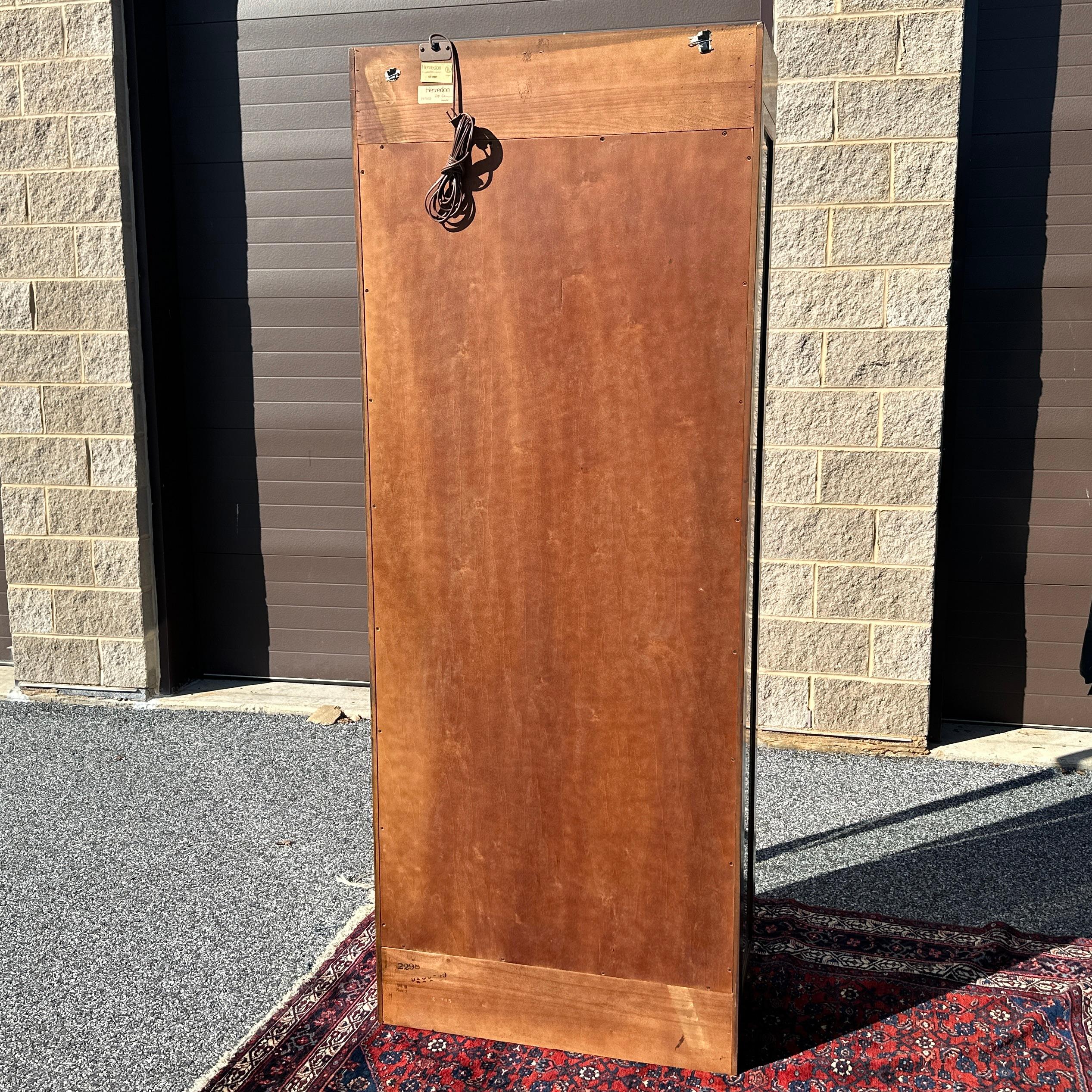 Vintage Henredon Scene One Campaign Style Lighted Curio Display Cabinet Bookcase 2