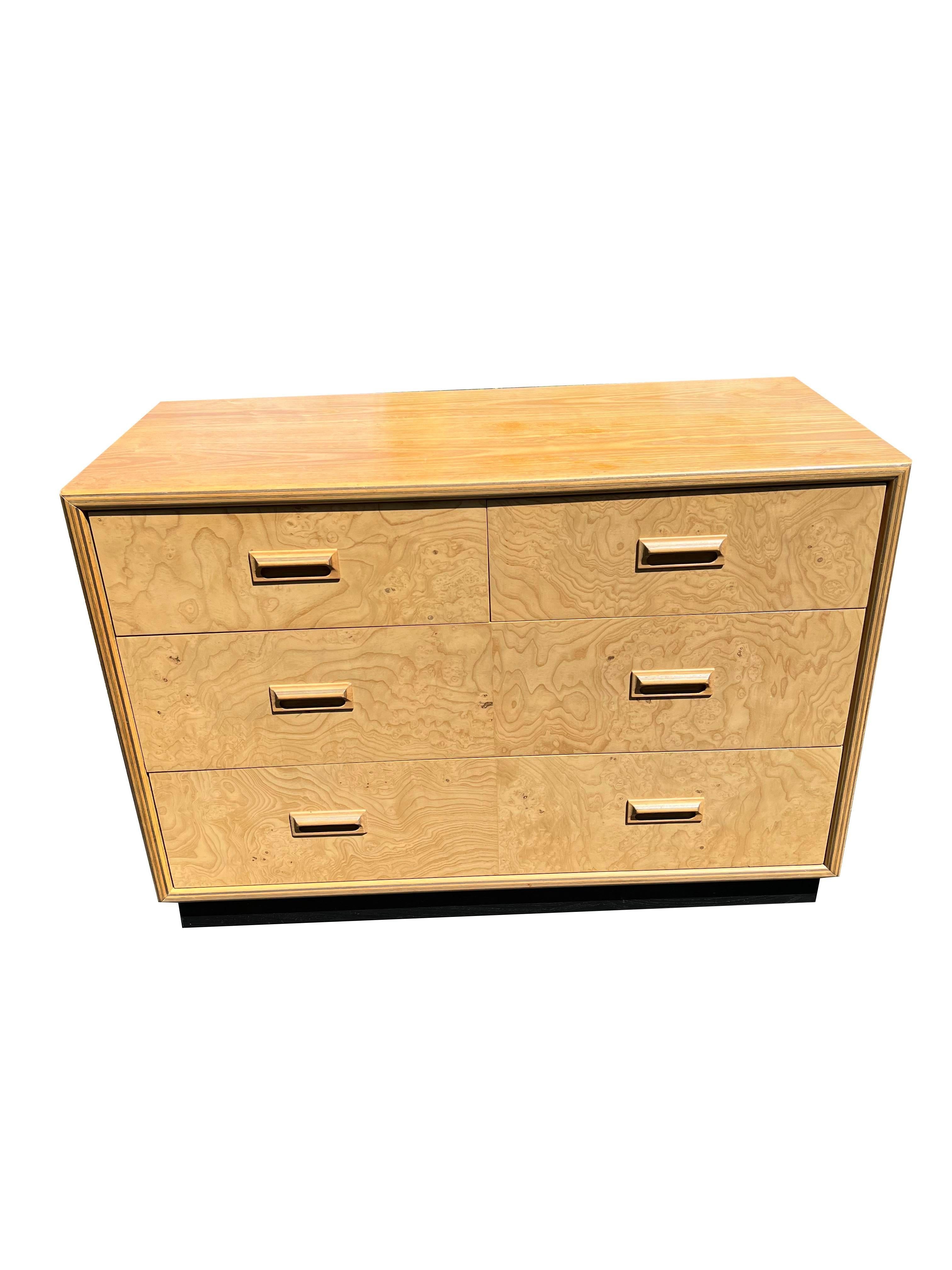 Vintage Henredon Scene Two 2 Burl Wood Dresser Lowboy Cabinet For Sale 4