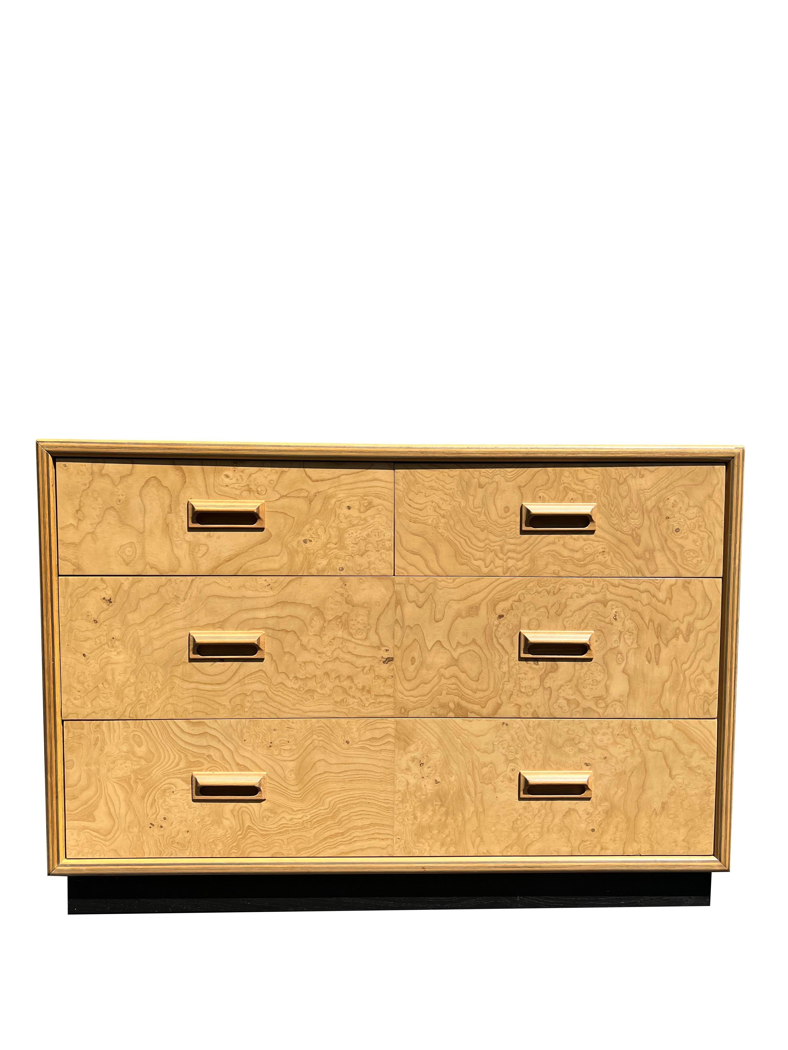 Vintage Henredon Scene Two 2 Burl Wood Dresser Lowboy Cabinet For Sale 5