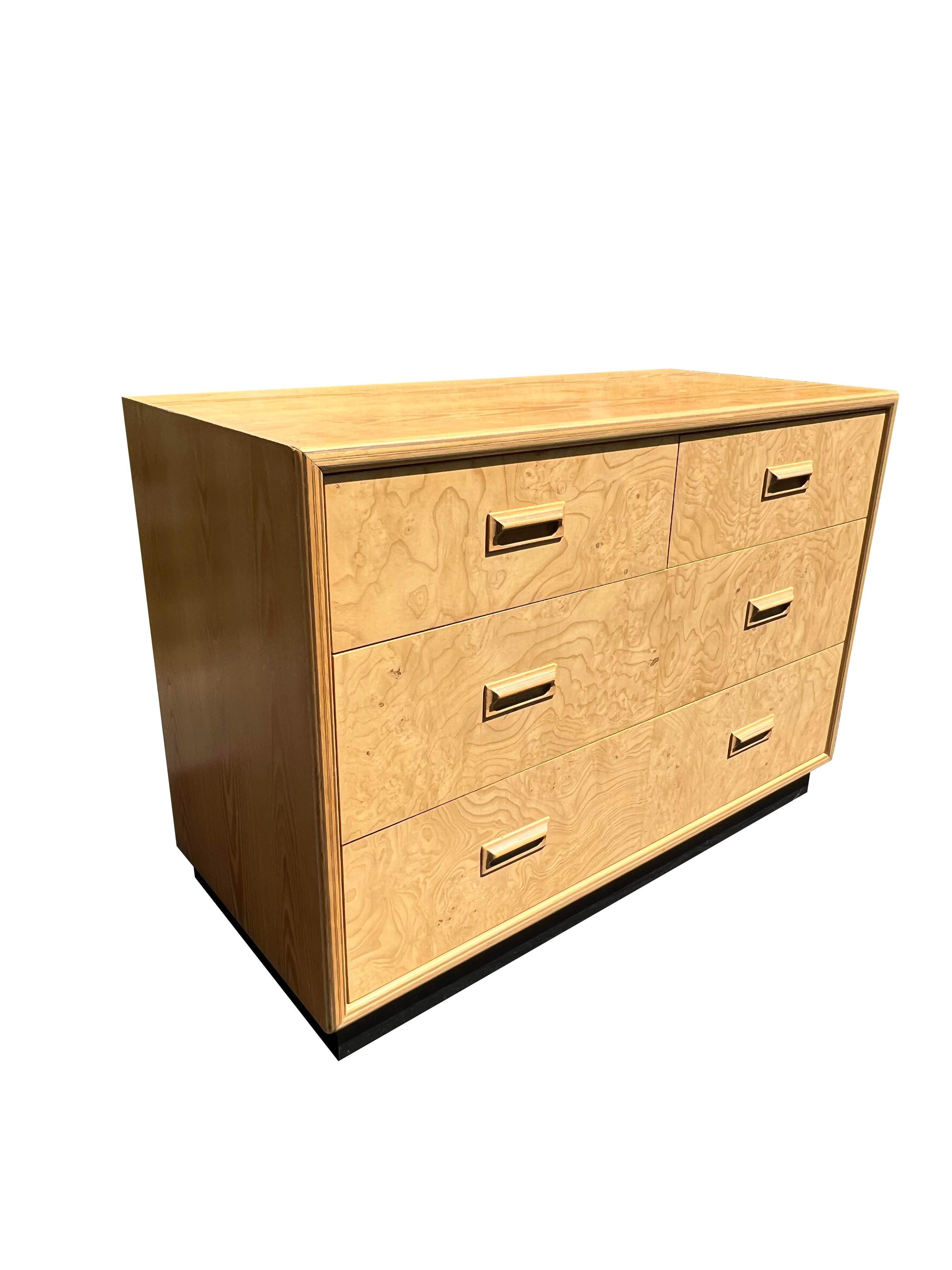 American Vintage Henredon Scene Two 2 Burl Wood Dresser Lowboy Cabinet For Sale