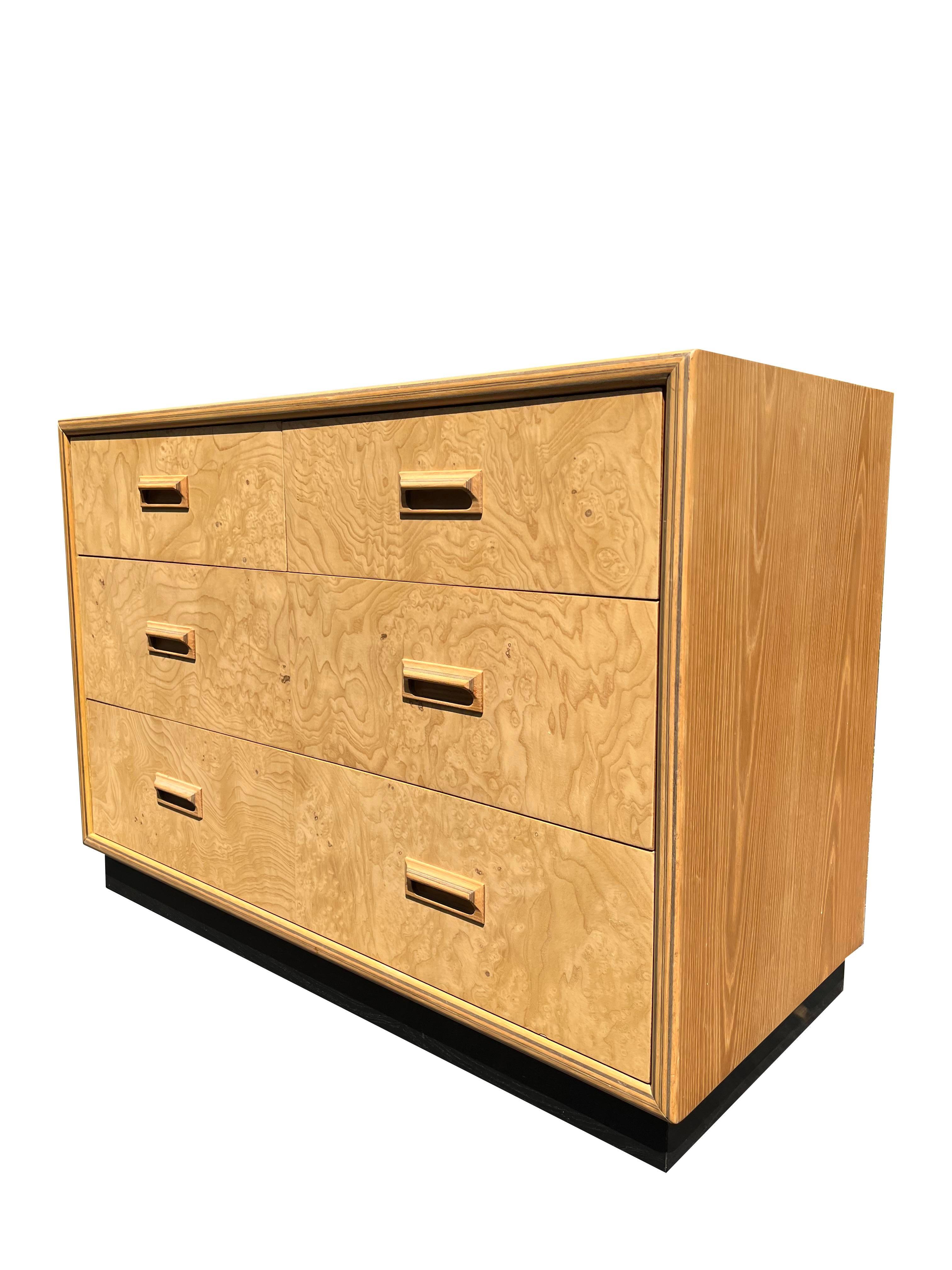 Vintage Henredon Scene Two 2 Burl Wood Dresser Lowboy Cabinet For Sale 1