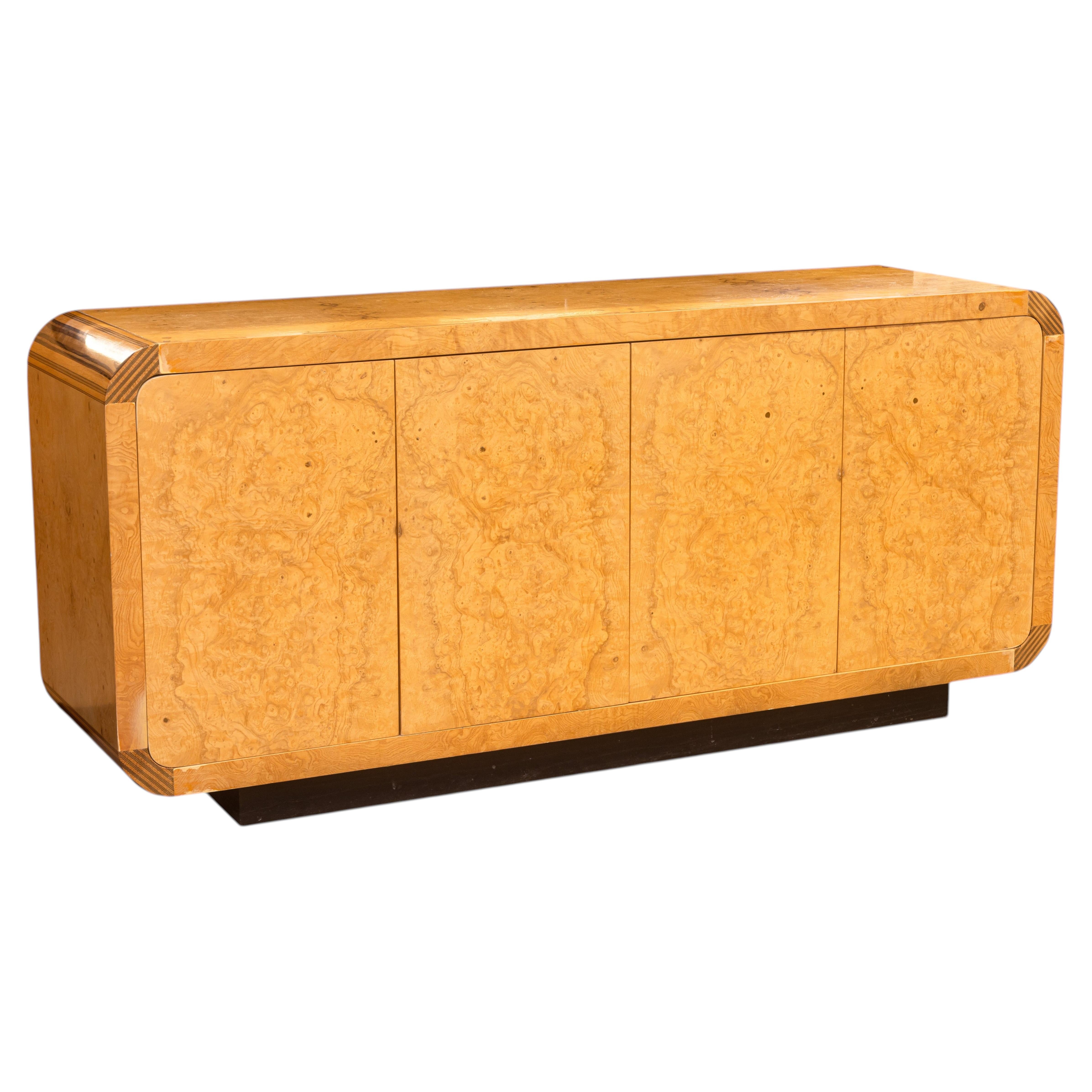 Henredon Scene Two Olive Burlwood Credenza Cabinet d'epoca