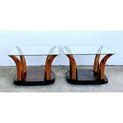 Vintage Henredon “Scene Two” Zebra Wood Tush Side Tables - A Pair