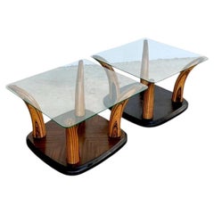 Vintage Henredon “Scene Two” Zebra Wood Tush Side Tables - A Pair
