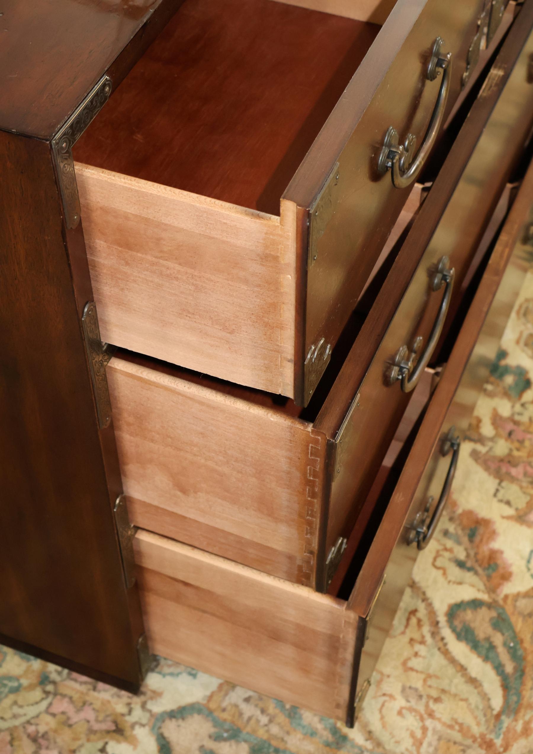 Vintage Henredon Tansu Asian Campaign Style Chest of Drawers Dresser For Sale 6