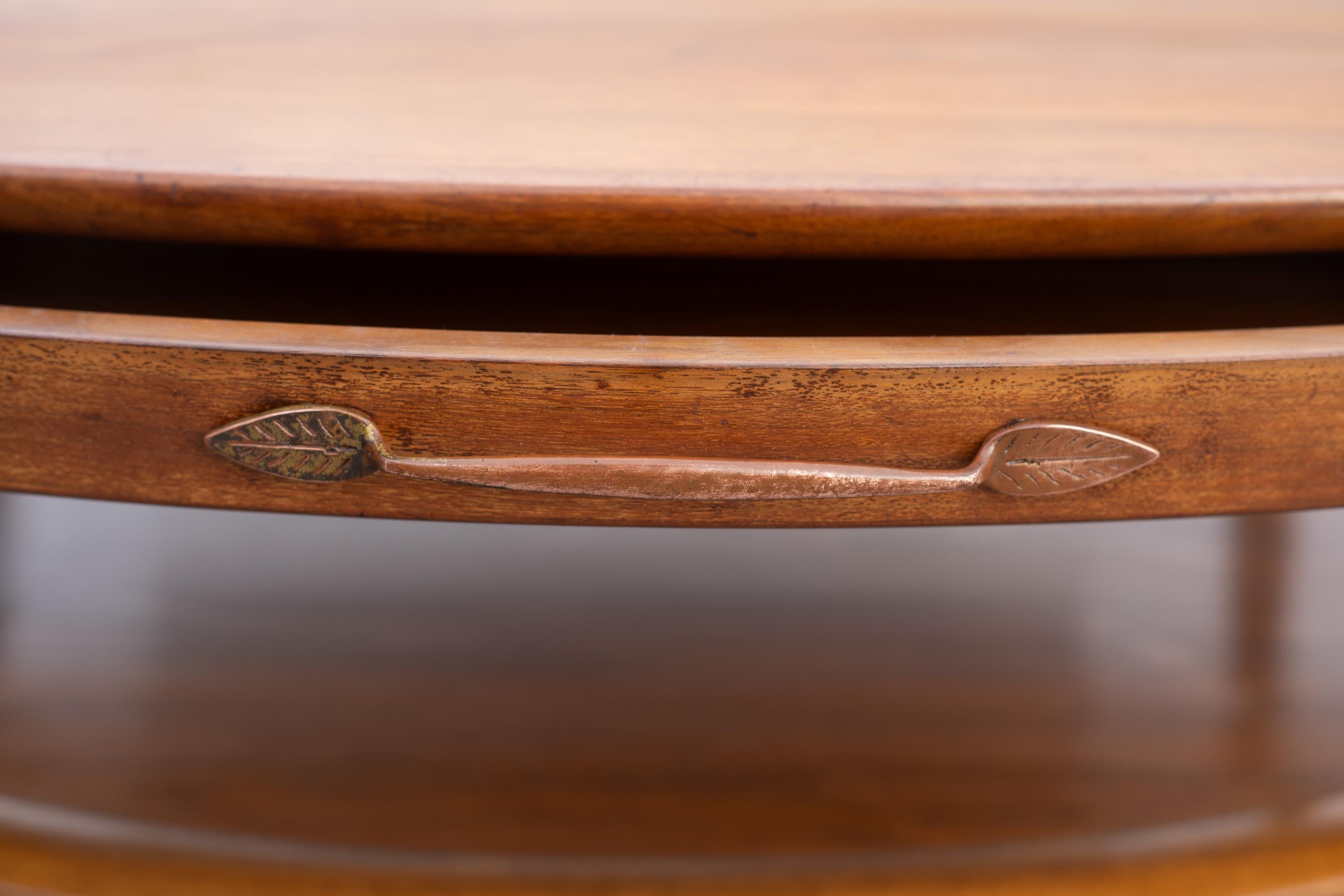 Vintage Henredon Two-Tiered Oval Carved Walnut Coffee Table with Two Drawers 6