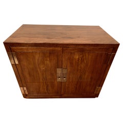 Vintage Henredon USA Campaign Two Door Oak & Brass Hardware Cabinet or Cupboard
