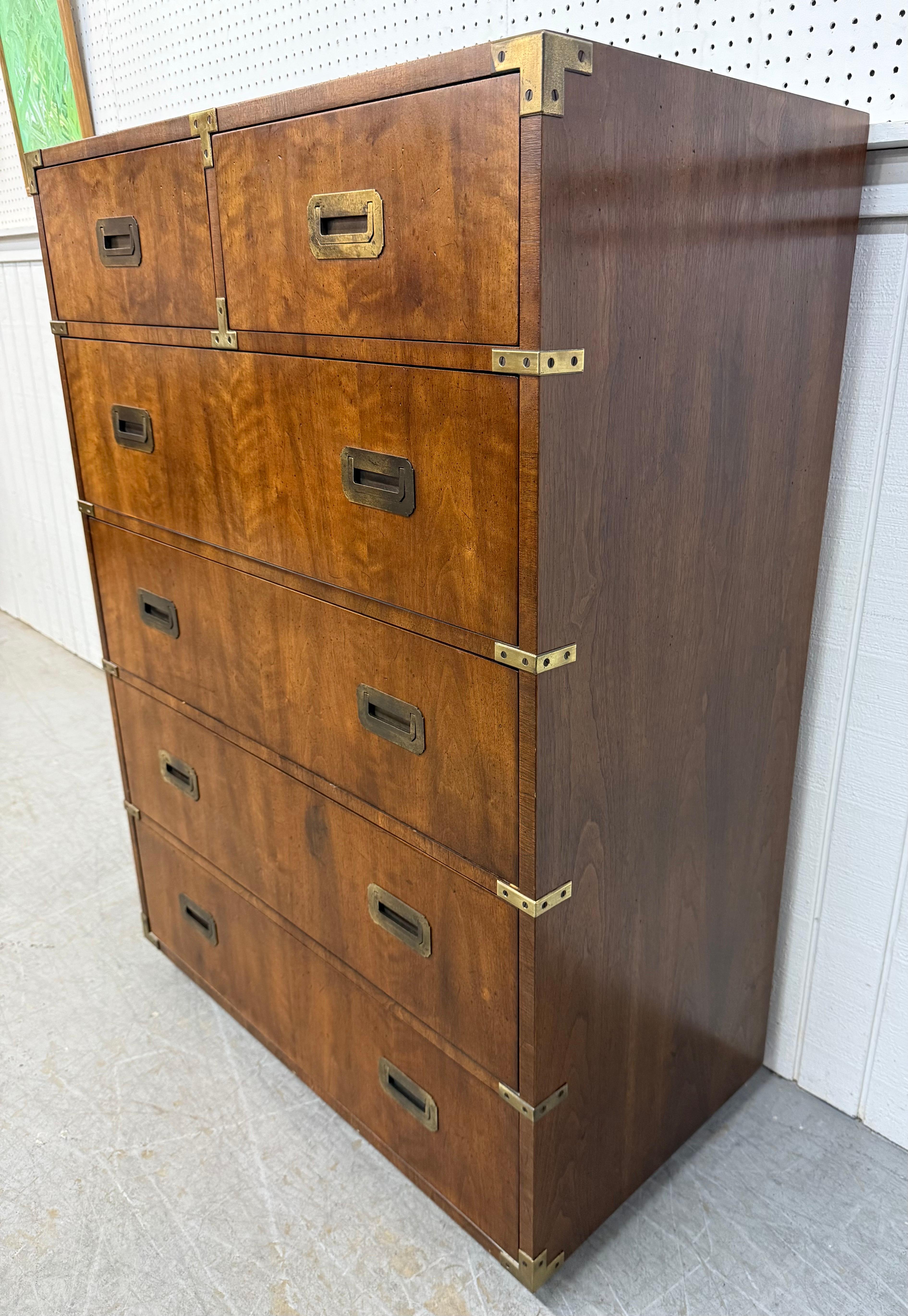 American Vintage Henredon Walnut Campaign High Chest