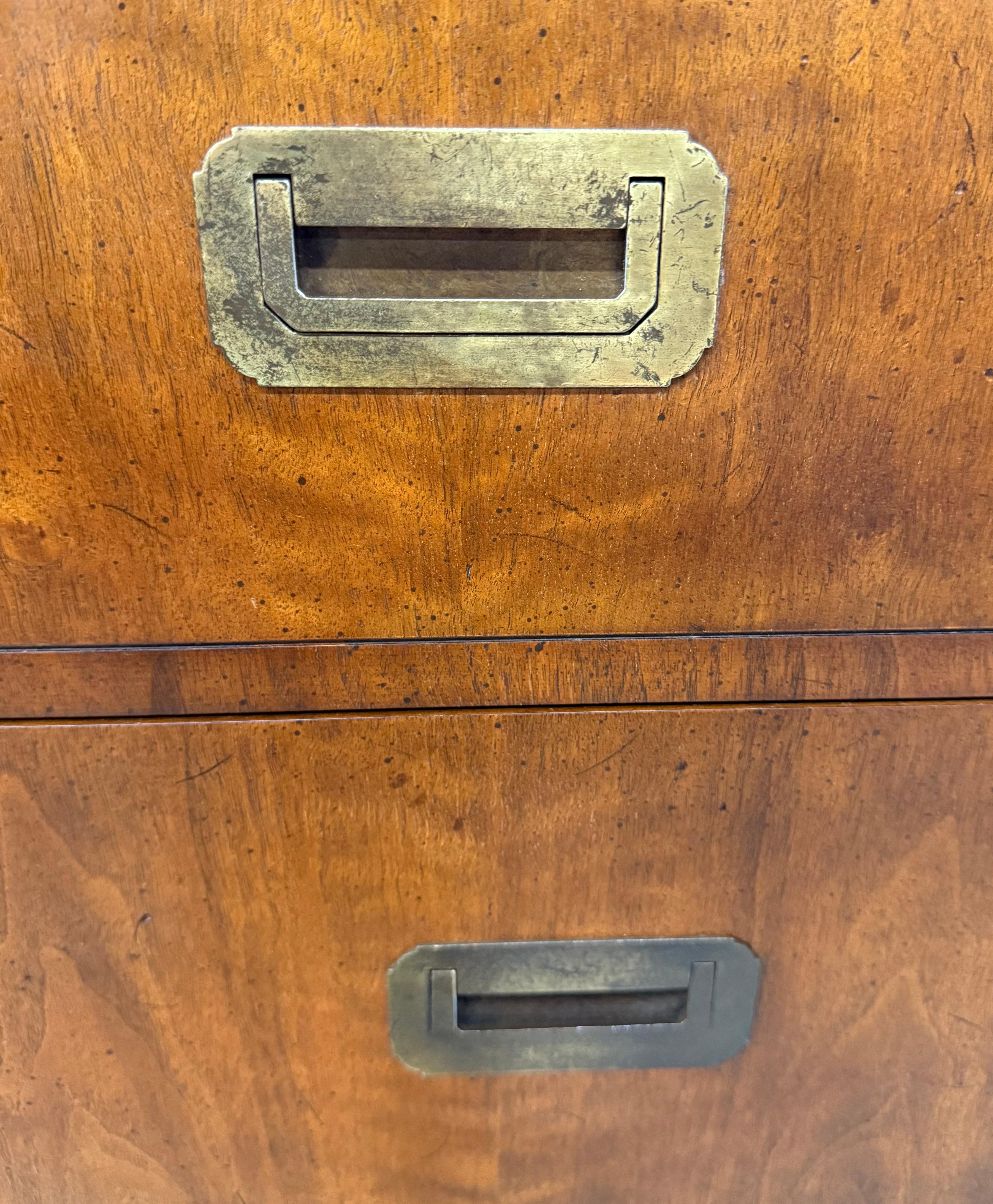 Vintage Henredon Walnut Campaign High Chest 3