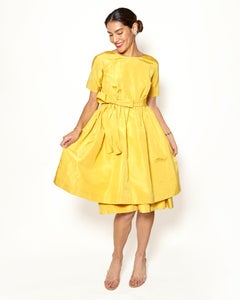 Vintage Henri Bendel Yellow 1950's Silk Cocktail Dress