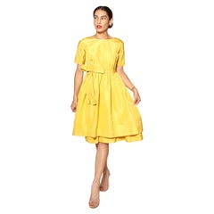 Vintage Henri Bendel Yellow 1950's Silk Cocktail Dress