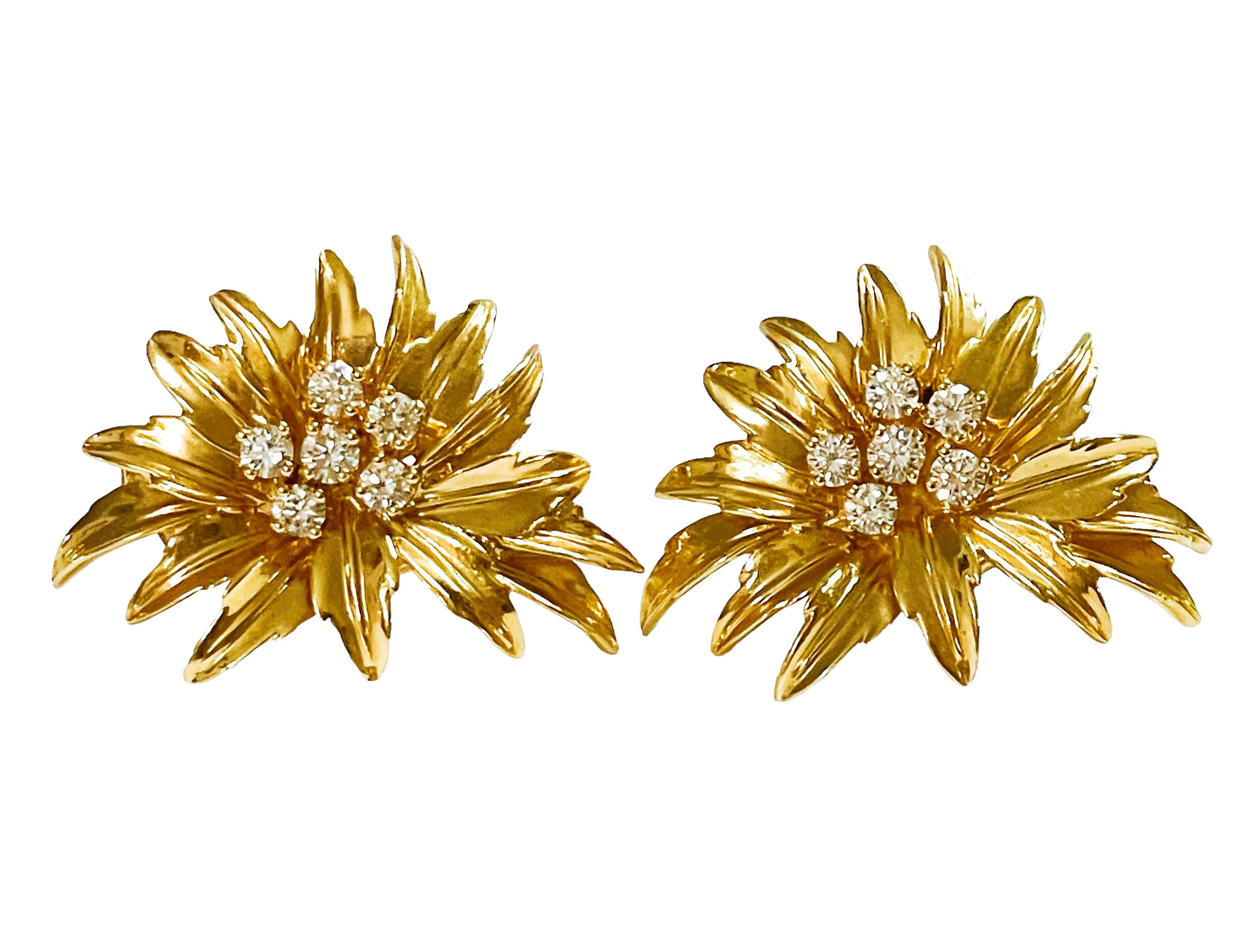 14k Gelbgold & Diamant-Ohrringe von Henry Dankner & Sons im Zustand „Hervorragend“ in Eagan, MN
