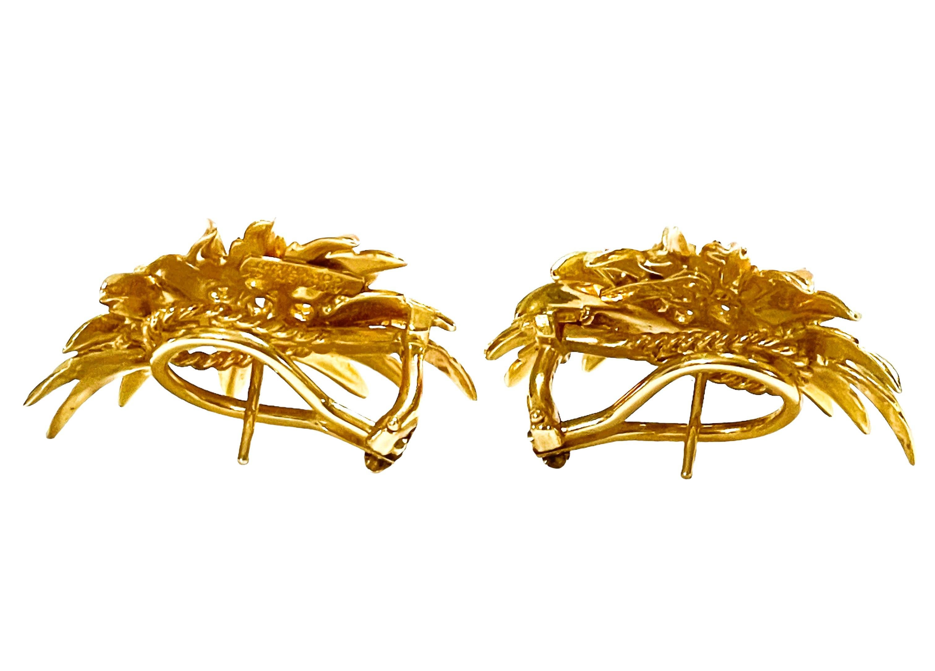 Women's Vintage Henry Dankner & Sons 14k Yellow Gold & Diamond Earrings 