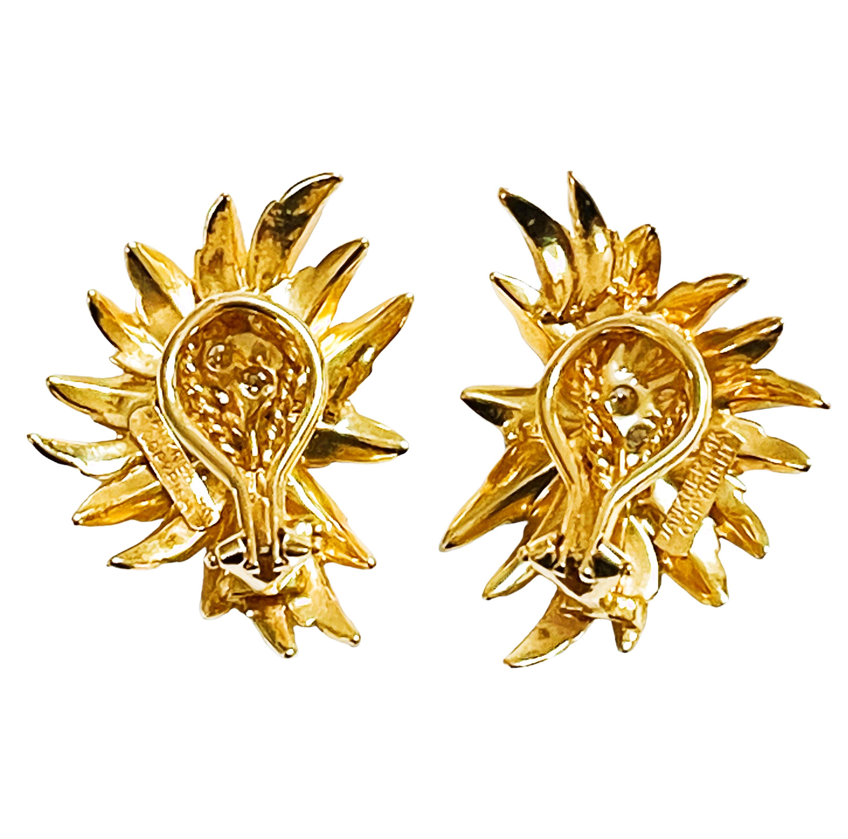Vintage Henry Dankner & Sons 14k Yellow Gold & Diamond Earrings  1