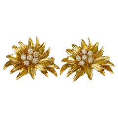Vintage Henry Dankner & Sons 14k Yellow Gold & Diamond Earrings 