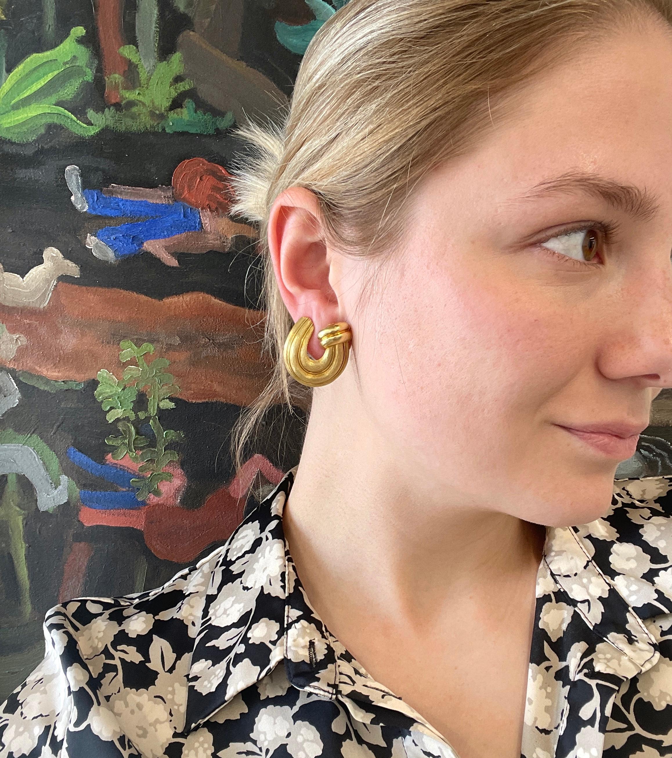 Solid, yellow gold jewelry has always been popular, but now it's trending even more. These are stunning and sophisticated Vintage Henry Dunay 18k Gold Earrings. Made in 18K yellow gold, these earrings are perfect to complete any outfit. Wear them