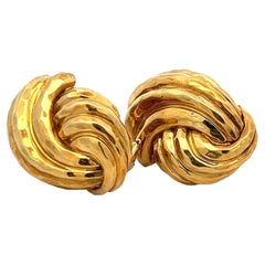 Vintage Henry Dunay Boucles d'oreilles sculpturales en or jaune 18K - Finition martelée