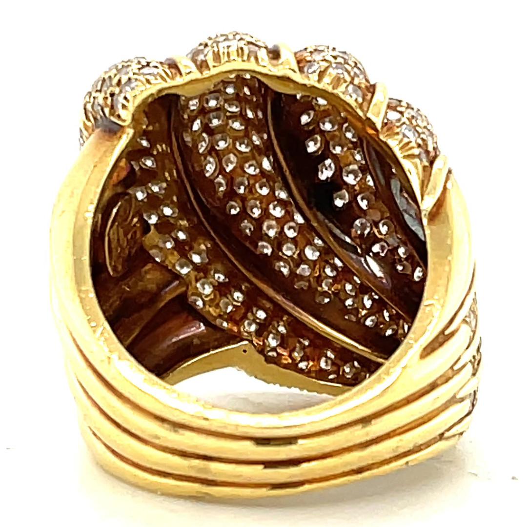 Women's or Men's Vintage Henry Dunay Diamond Gold Cocktail Ring