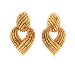 Vintage Henry Dunay Hammered Yellow Gold Door-Knocker Earclips