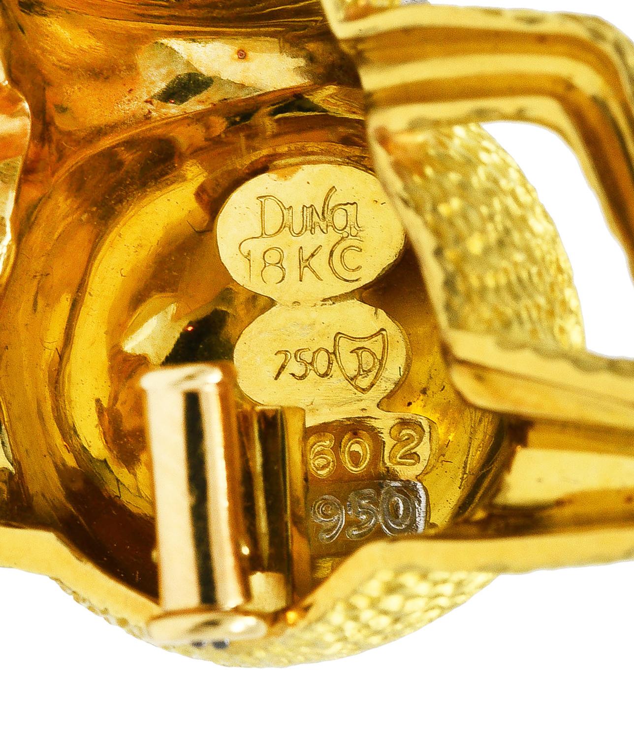 Contemporary Vintage Henry Dunay Platinum 18 Karat Yellow Gold Frog Brooch