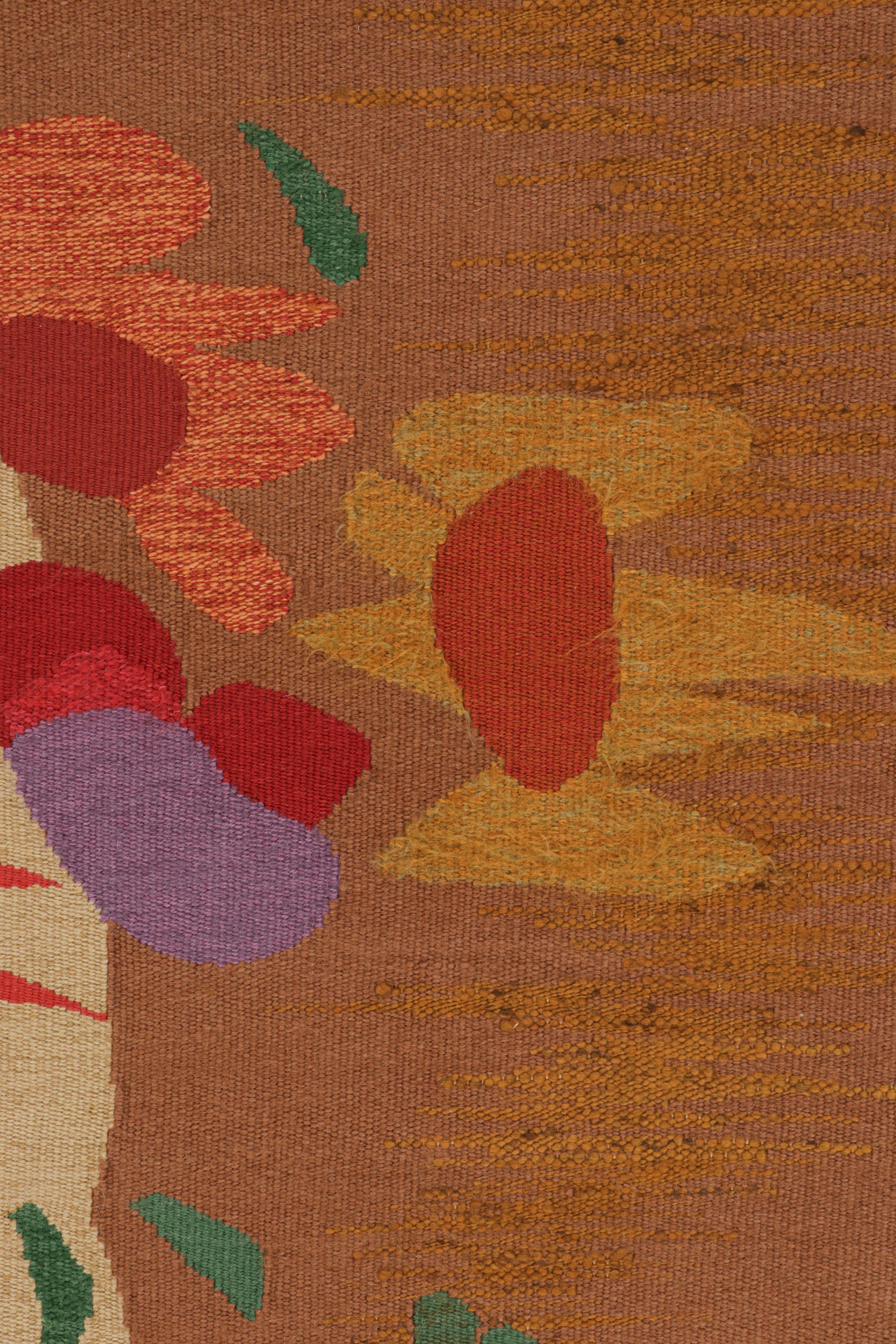 Vintage Henry Easterwood Runner, Brown with Abstract Florals - Rug & Kilim In Good Condition For Sale In Long Island City, NY