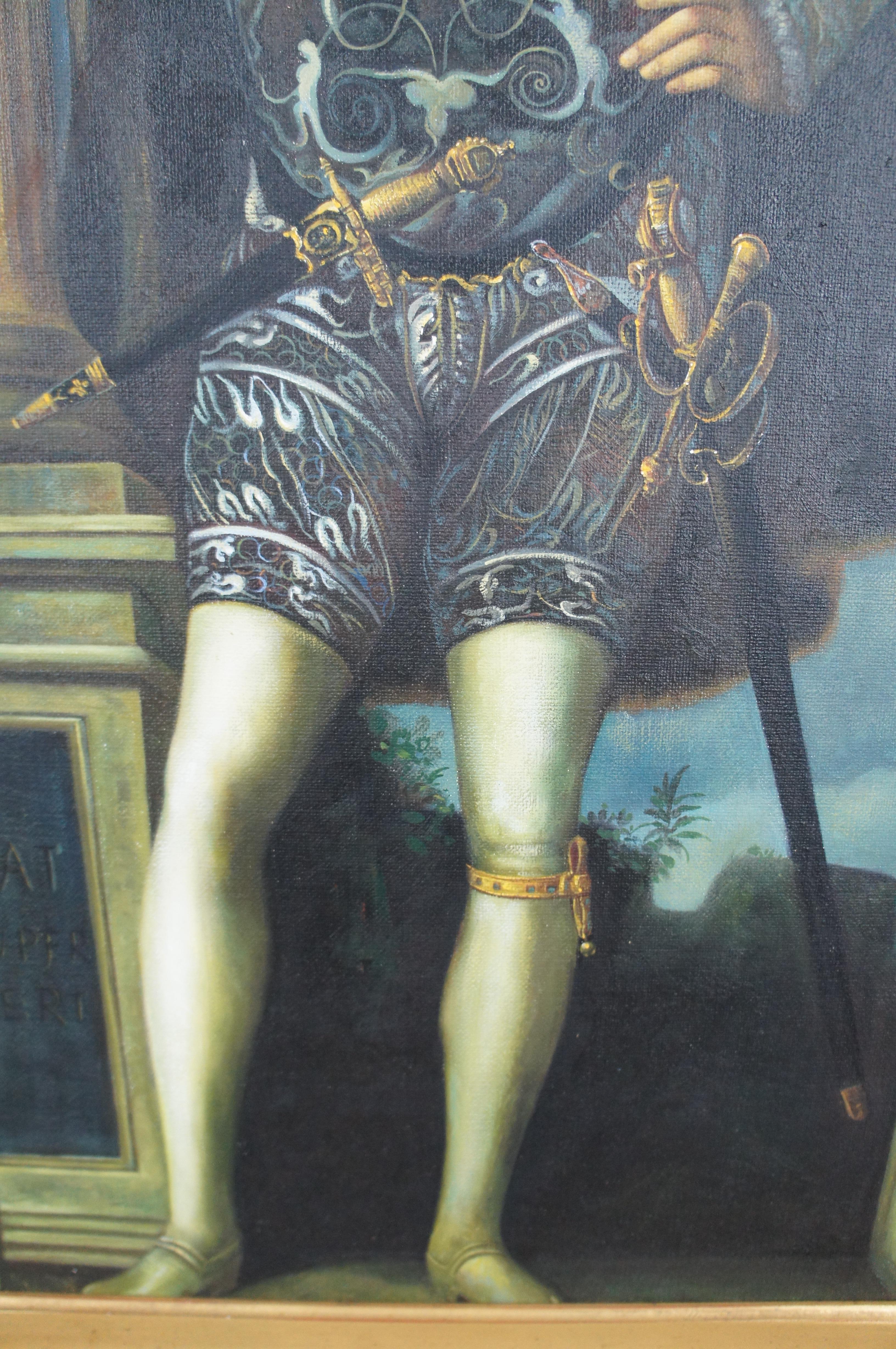 Vintage Henry Howard Earl of Surrey Portrait Gullim Scrotes Oil Painting Framed 3