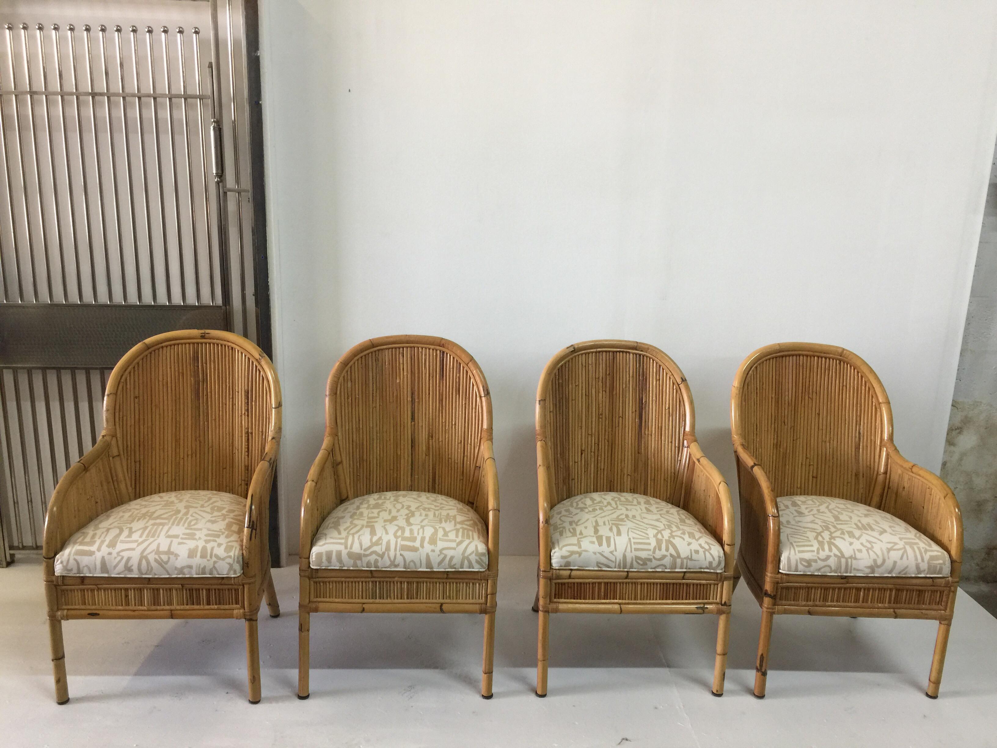 Henry Olko - Ensemble de 4 chaises en bambou vintage en vente 6