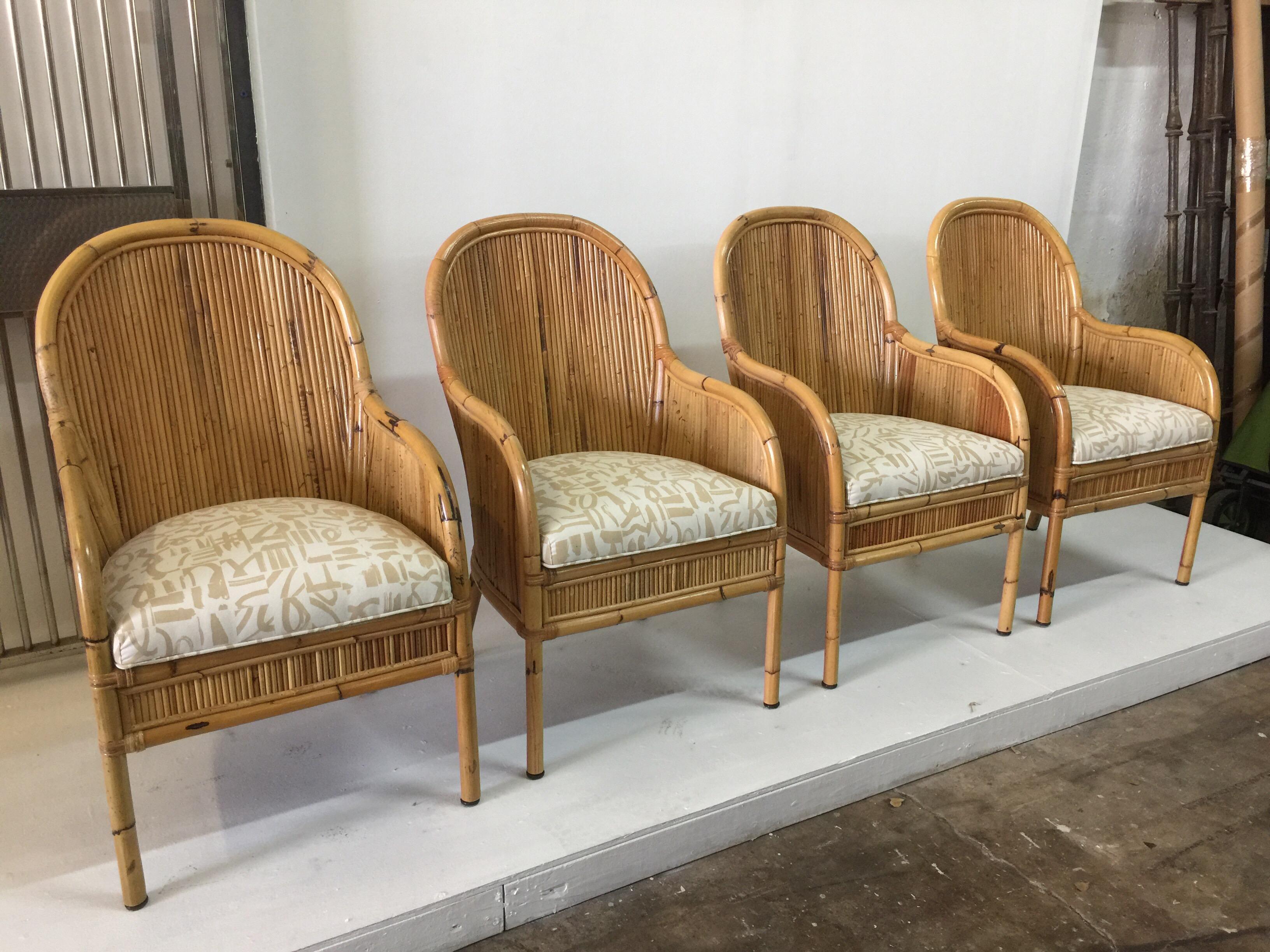 Vintage Henry Olko Set of 4 Bamboo Chairs For Sale 6