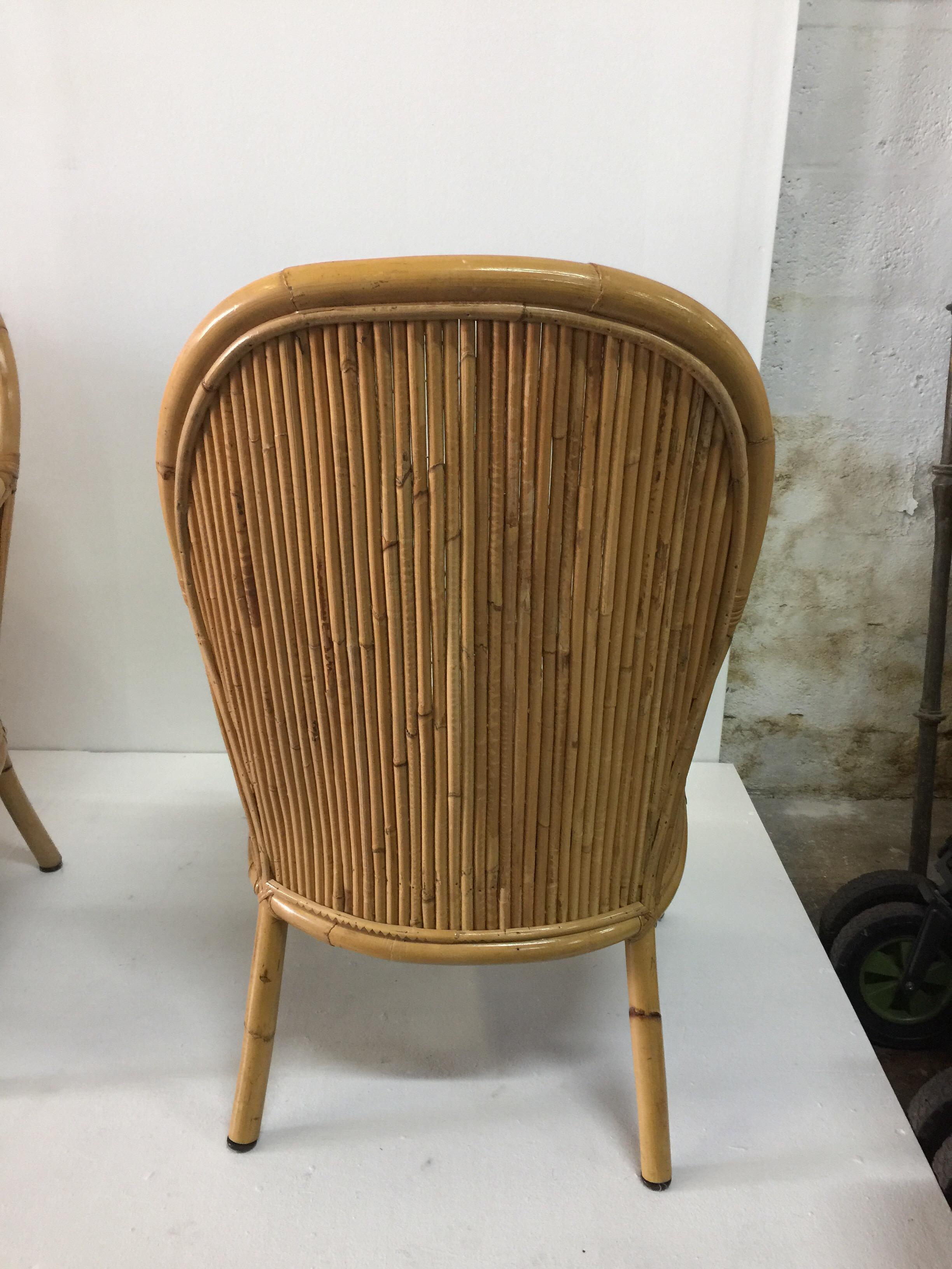 Américain Henry Olko - Ensemble de 4 chaises en bambou vintage en vente