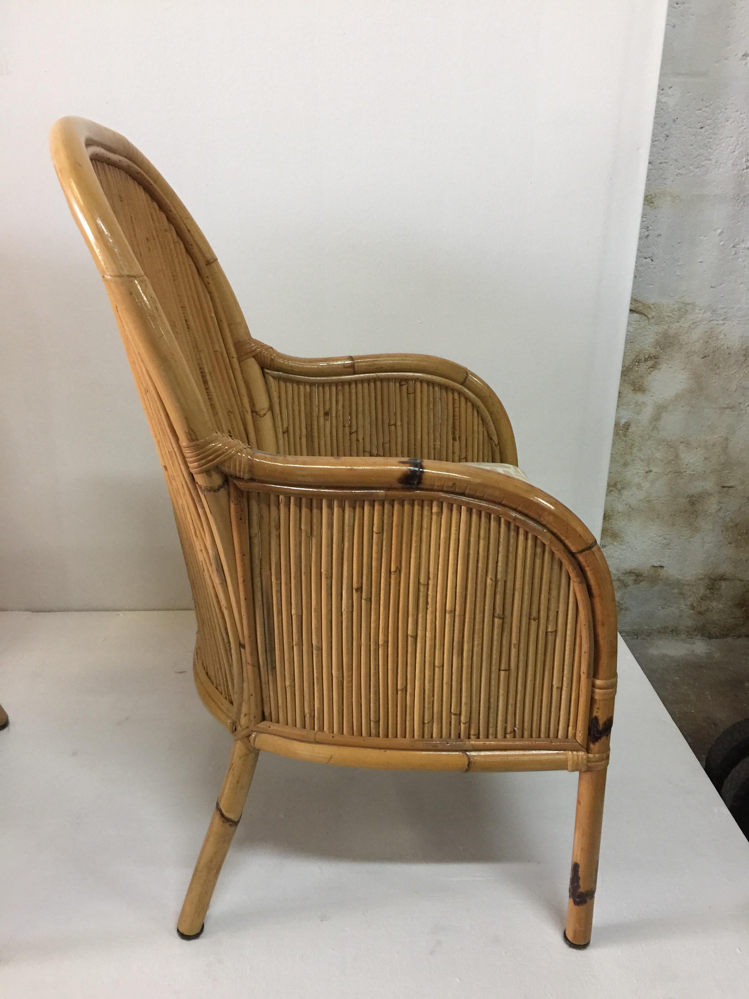Henry Olko - Ensemble de 4 chaises en bambou vintage Bon état - En vente à East Hampton, NY