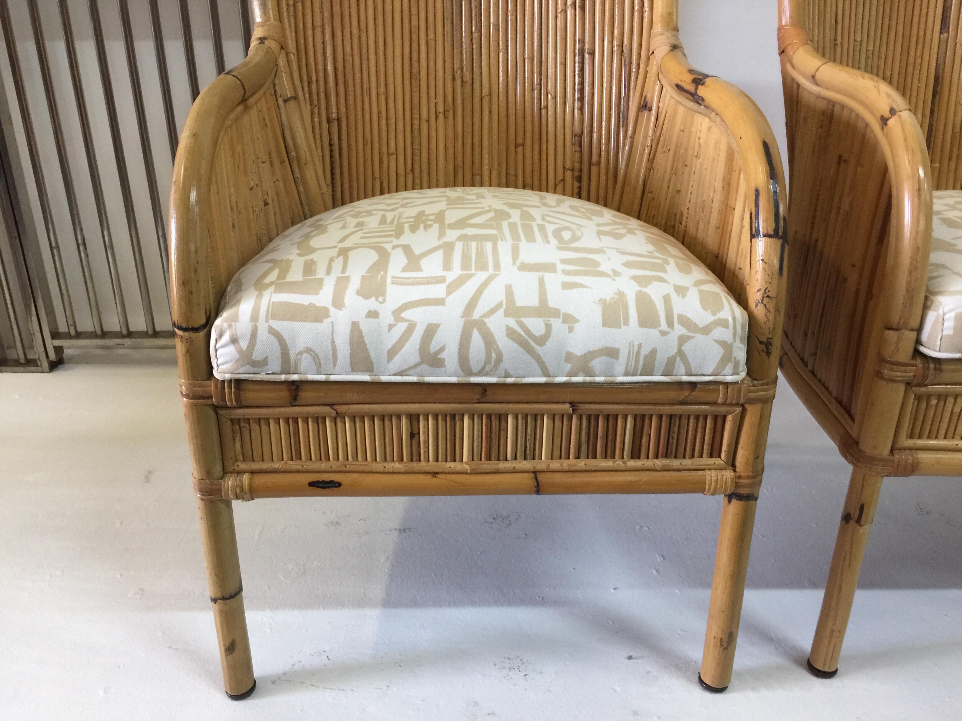 Vintage Henry Olko Set of 4 Bamboo Chairs In Good Condition For Sale In East Hampton, NY