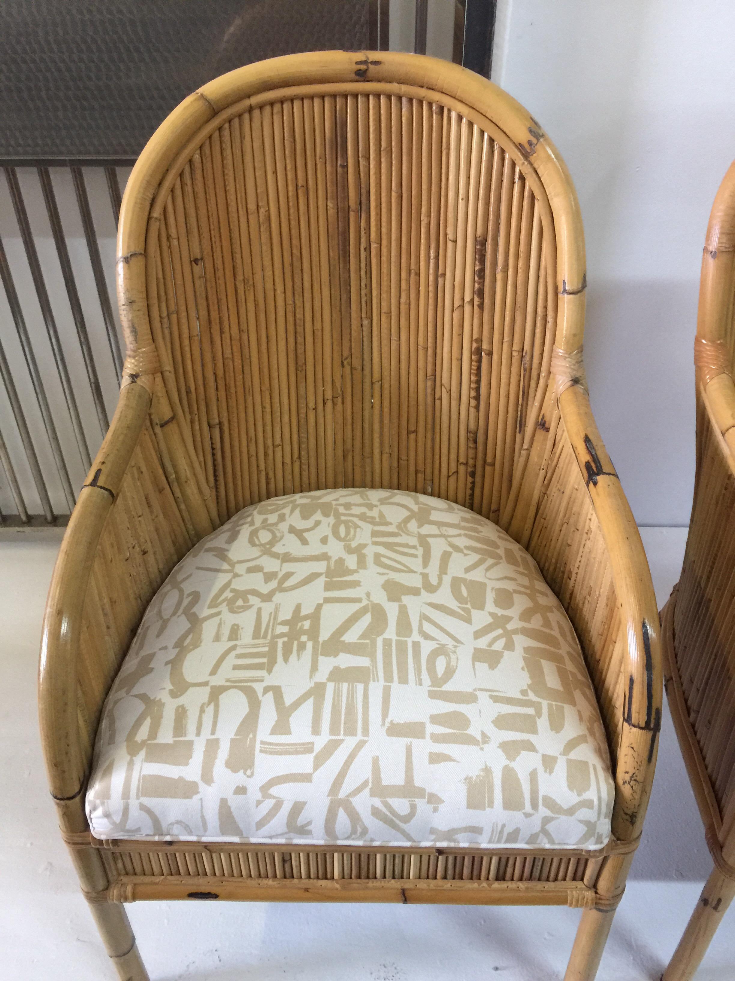 Late 20th Century Vintage Henry Olko Set of 4 Bamboo Chairs For Sale
