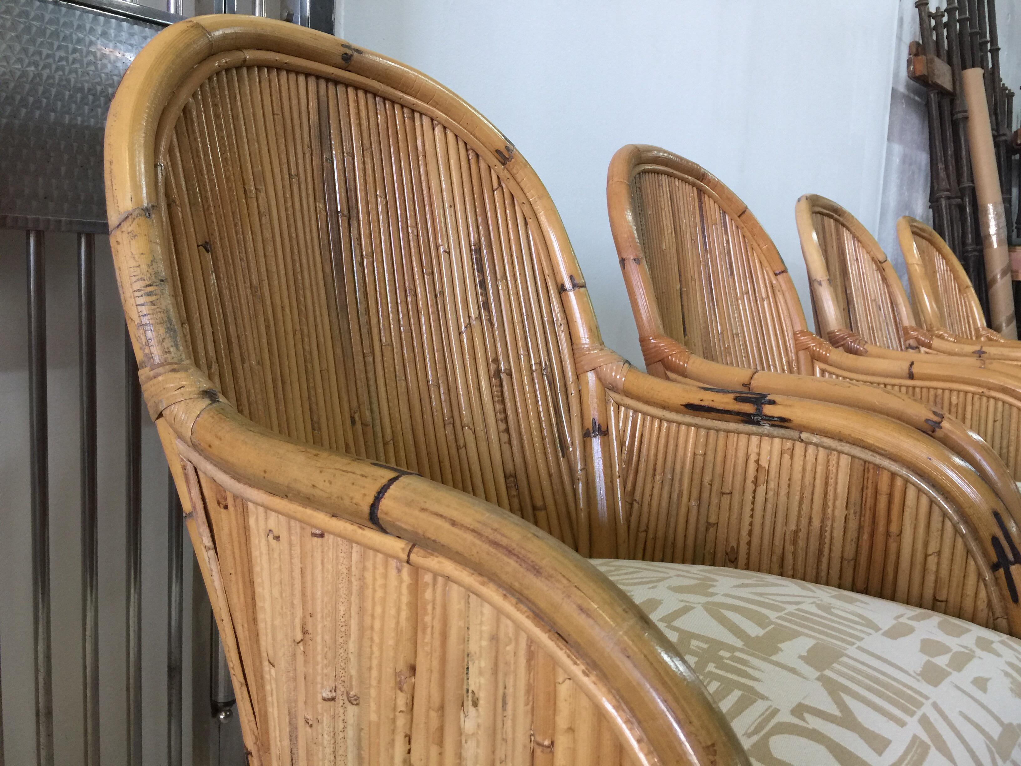 Vintage Henry Olko Set of 4 Bamboo Chairs For Sale 2
