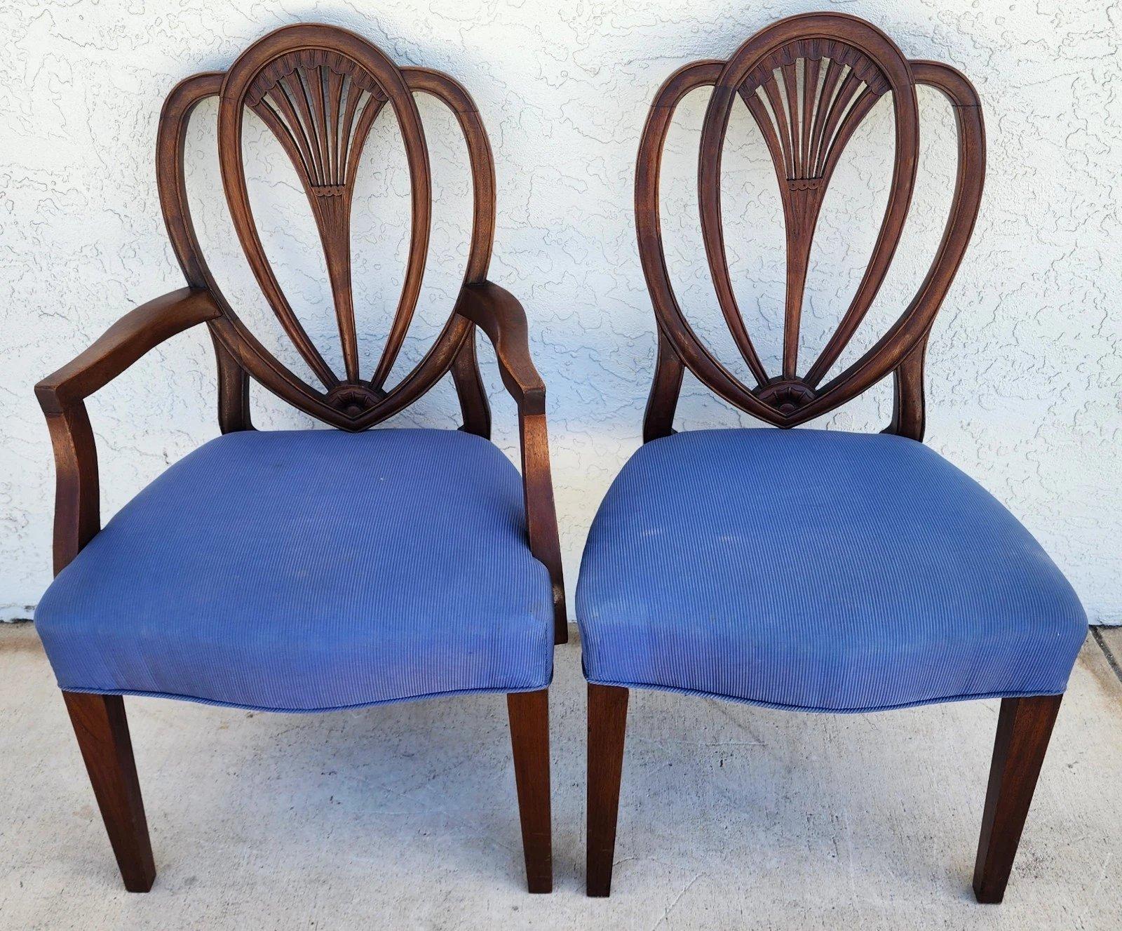Vintage Hepplewhite Dining Chairs Set of 6 In Good Condition For Sale In Lake Worth, FL