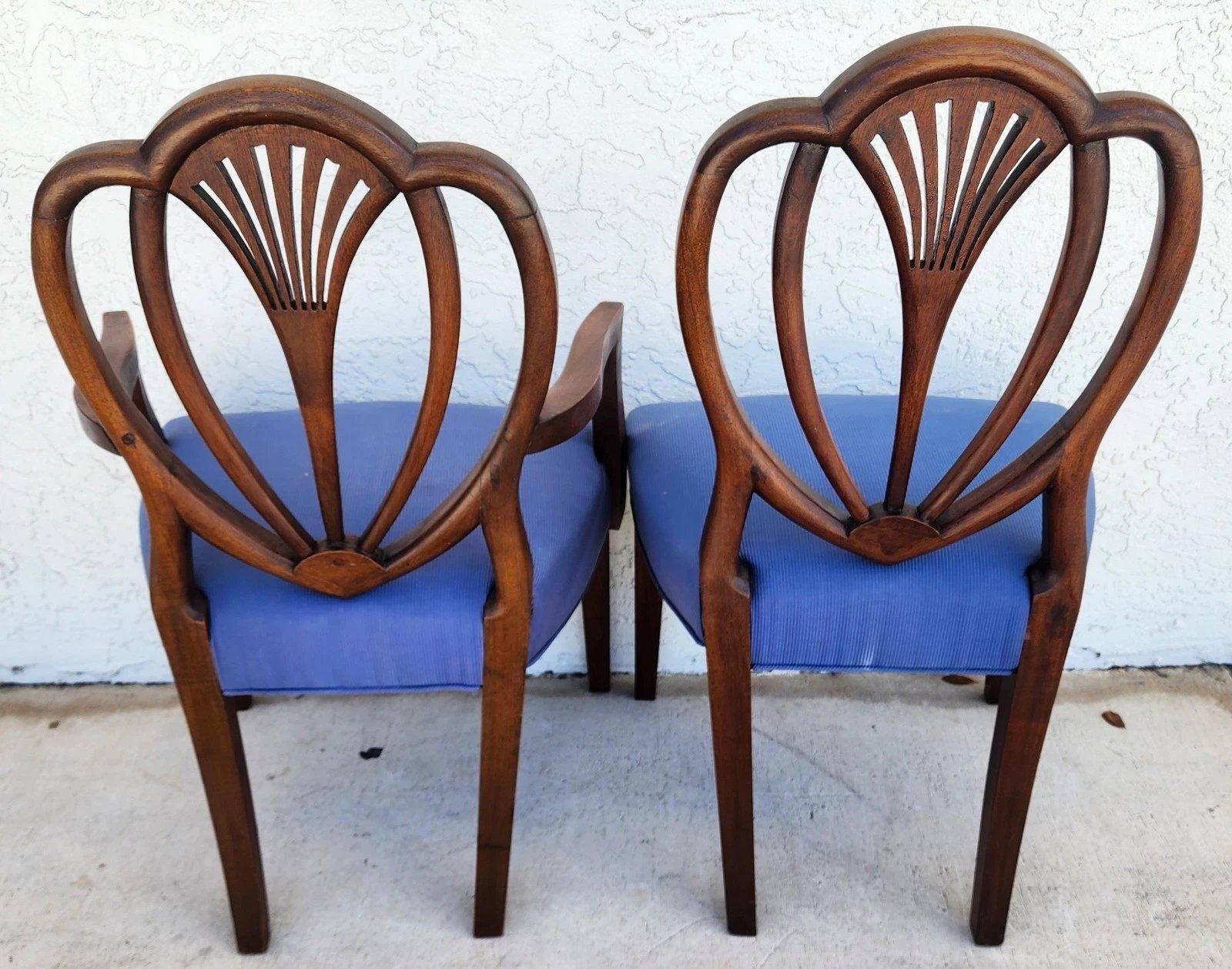 Vintage Hepplewhite Dining Chairs Set of 6 For Sale 1