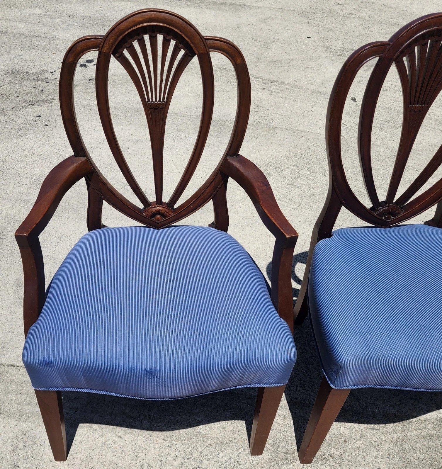 Vintage Hepplewhite Dining Chairs Set of 6 For Sale 2