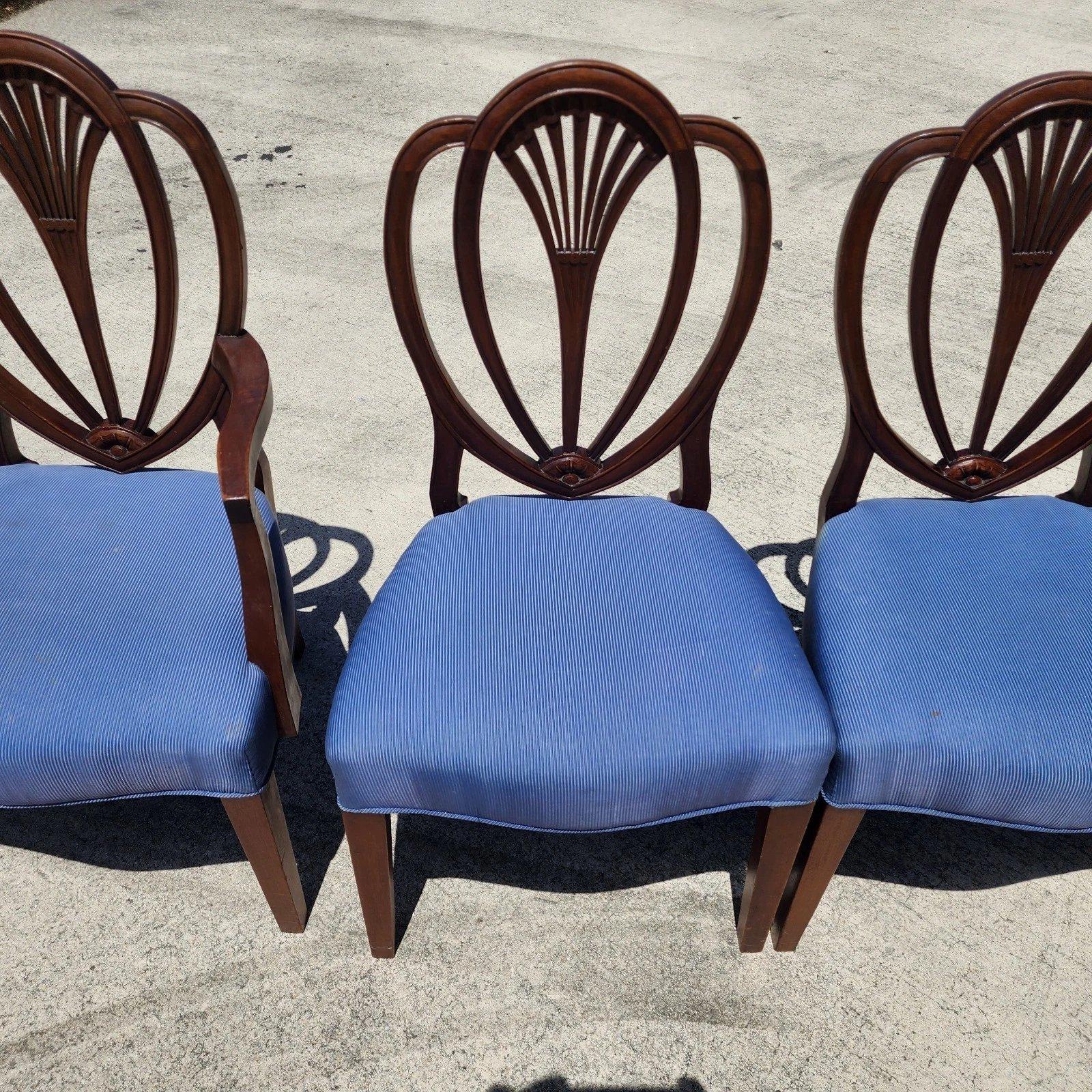 Vintage Hepplewhite Dining Chairs Set of 6 For Sale 3