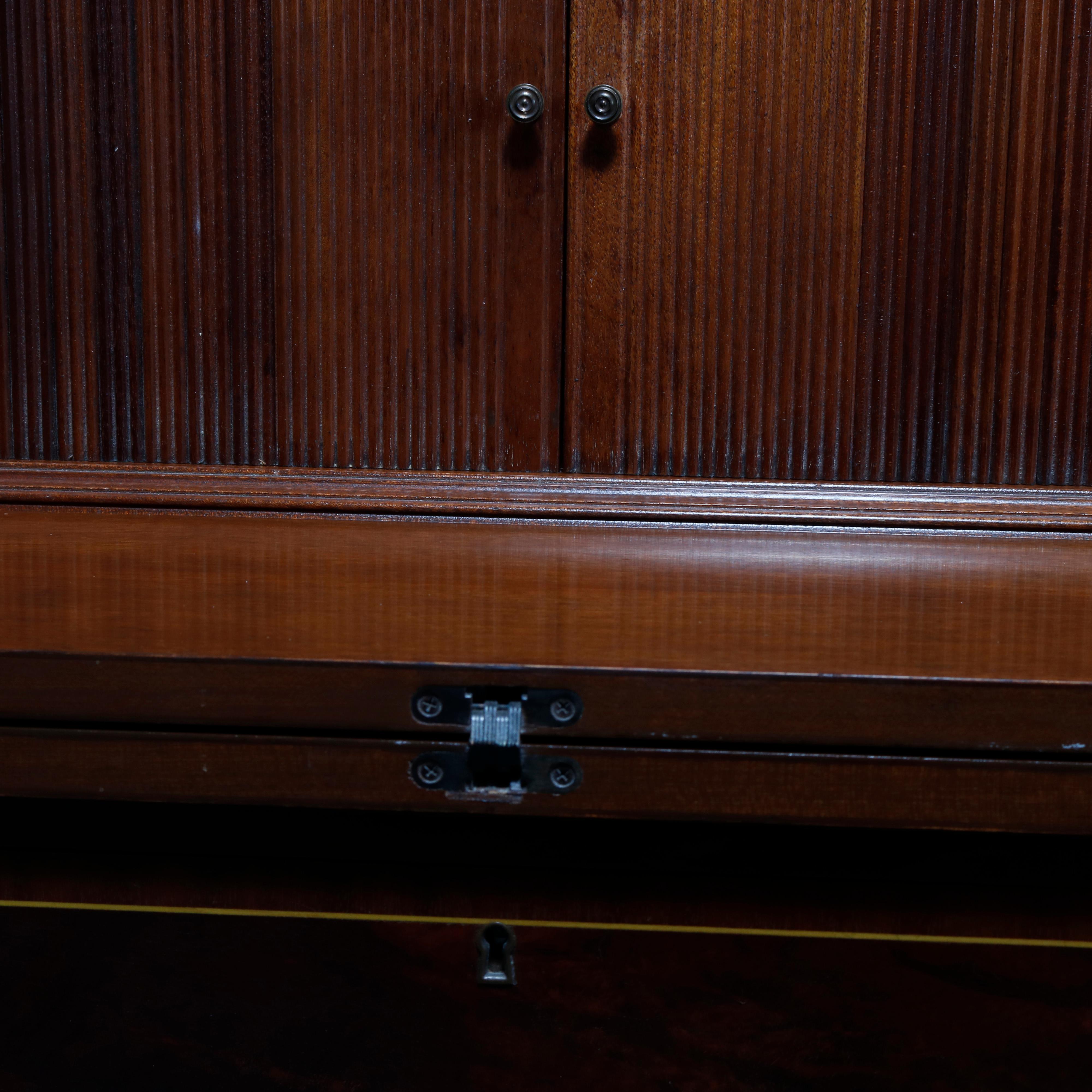 Vintage Hepplewhite Style Maddox Mahogany Tambour Secretary Desk, Circa 1930 5