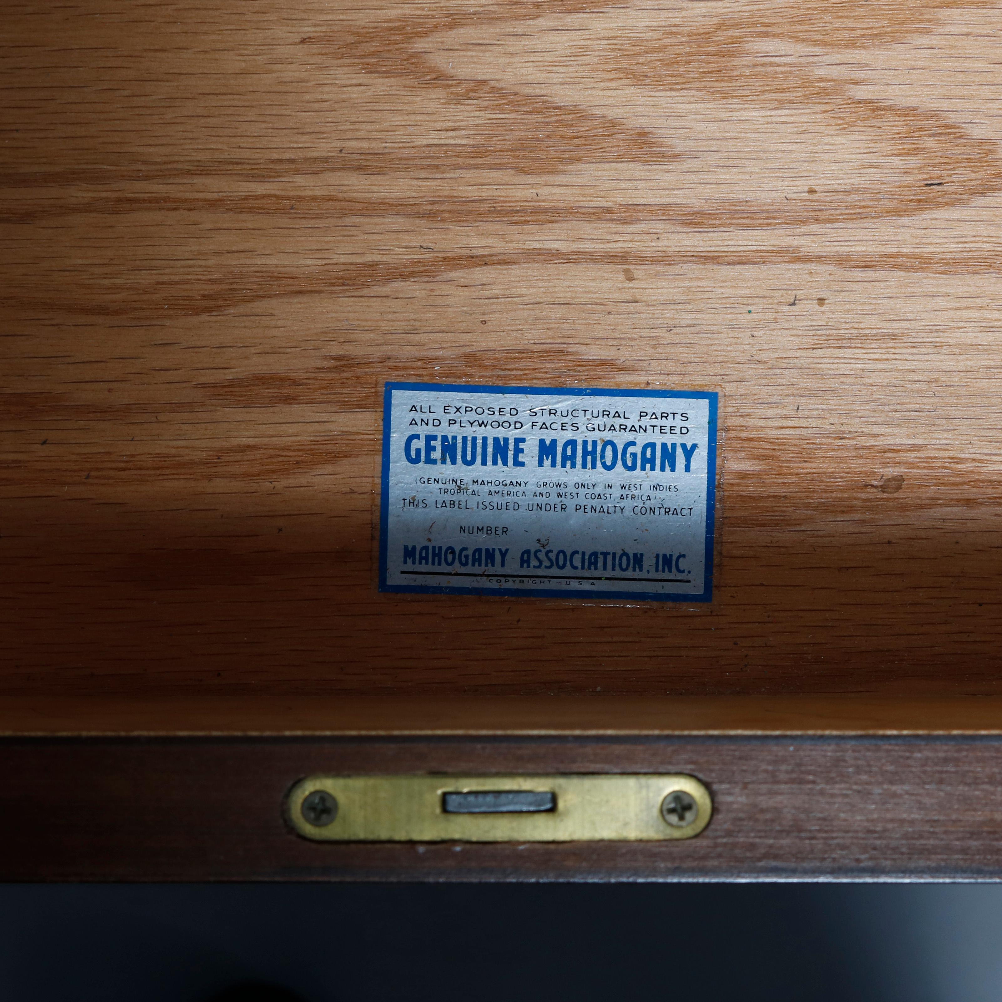 Vintage Hepplewhite Style Maddox Mahogany Tambour Secretary Desk, Circa 1930 8