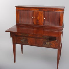 Vintage Hepplewhite Style Mahogany Tambour Secretary, 20th Century